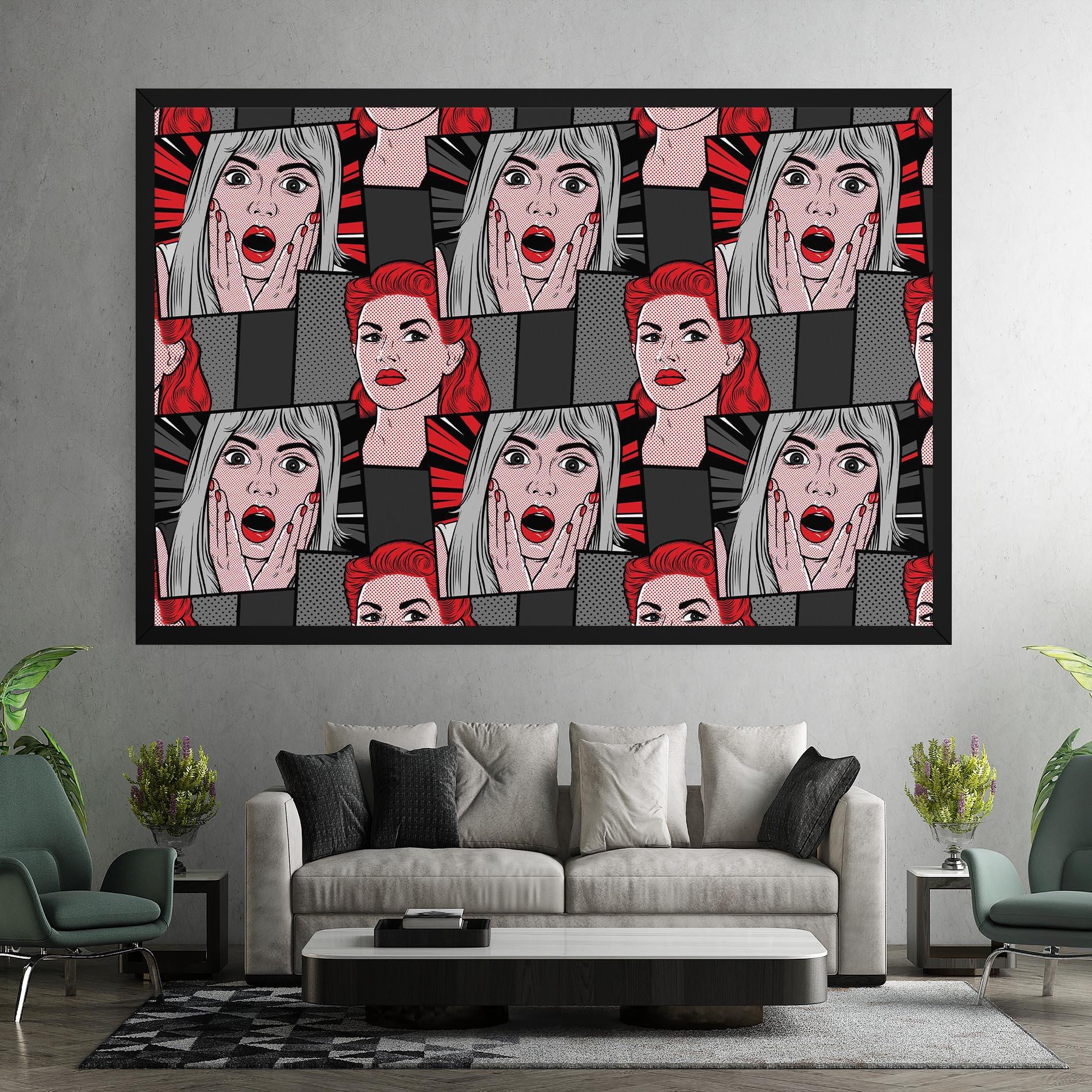 Leinwandbild Grey Red Pop Art mockup 7