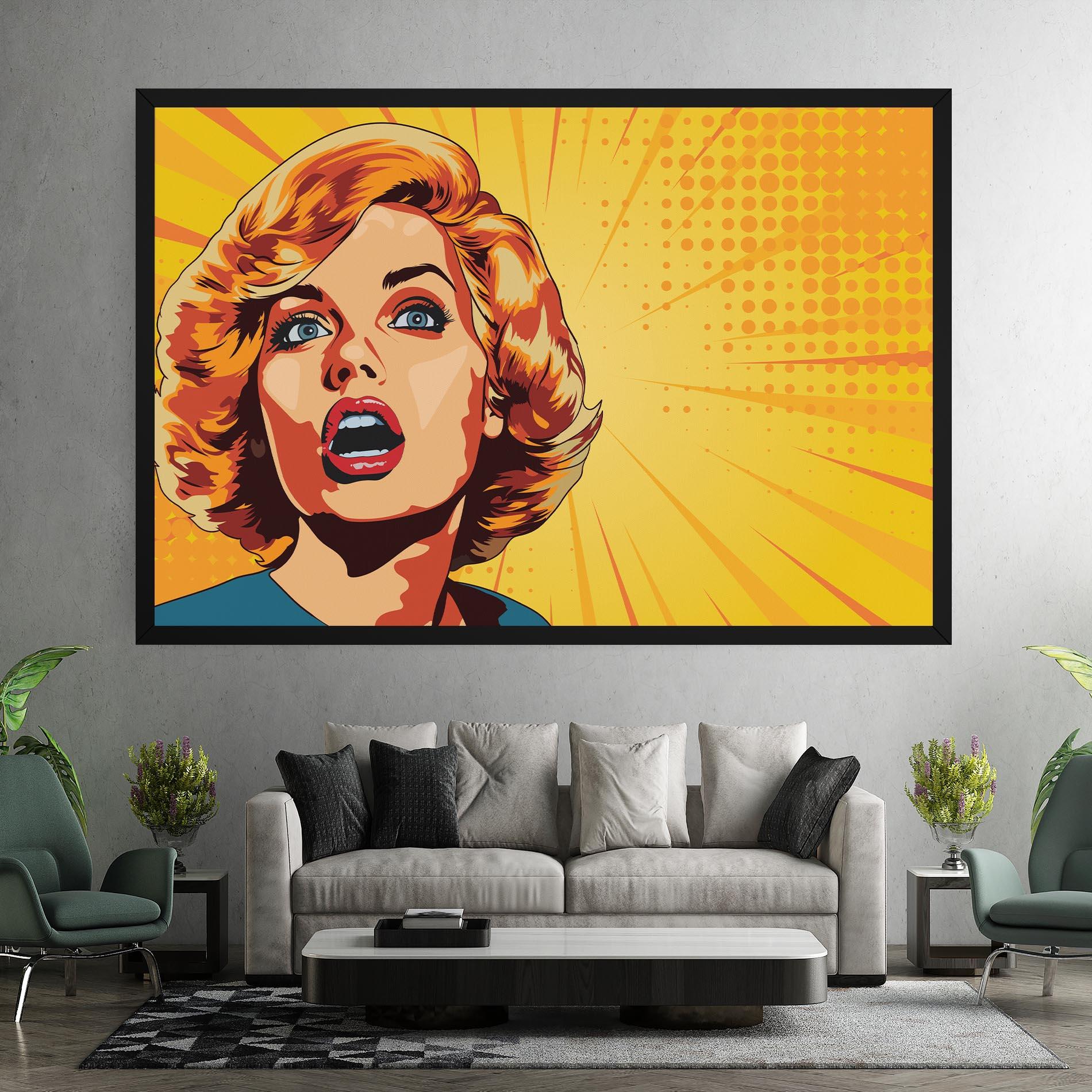 Leinwandbild Surprised Blonde Lady mockup 7