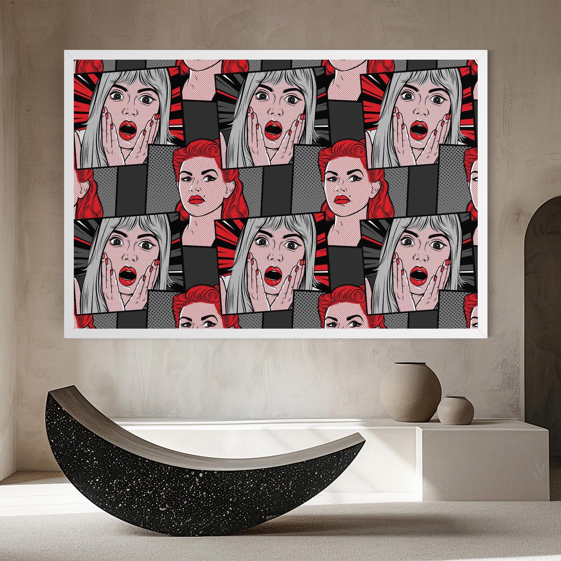 Leinwandbild Grey Red Pop Art mockup 8