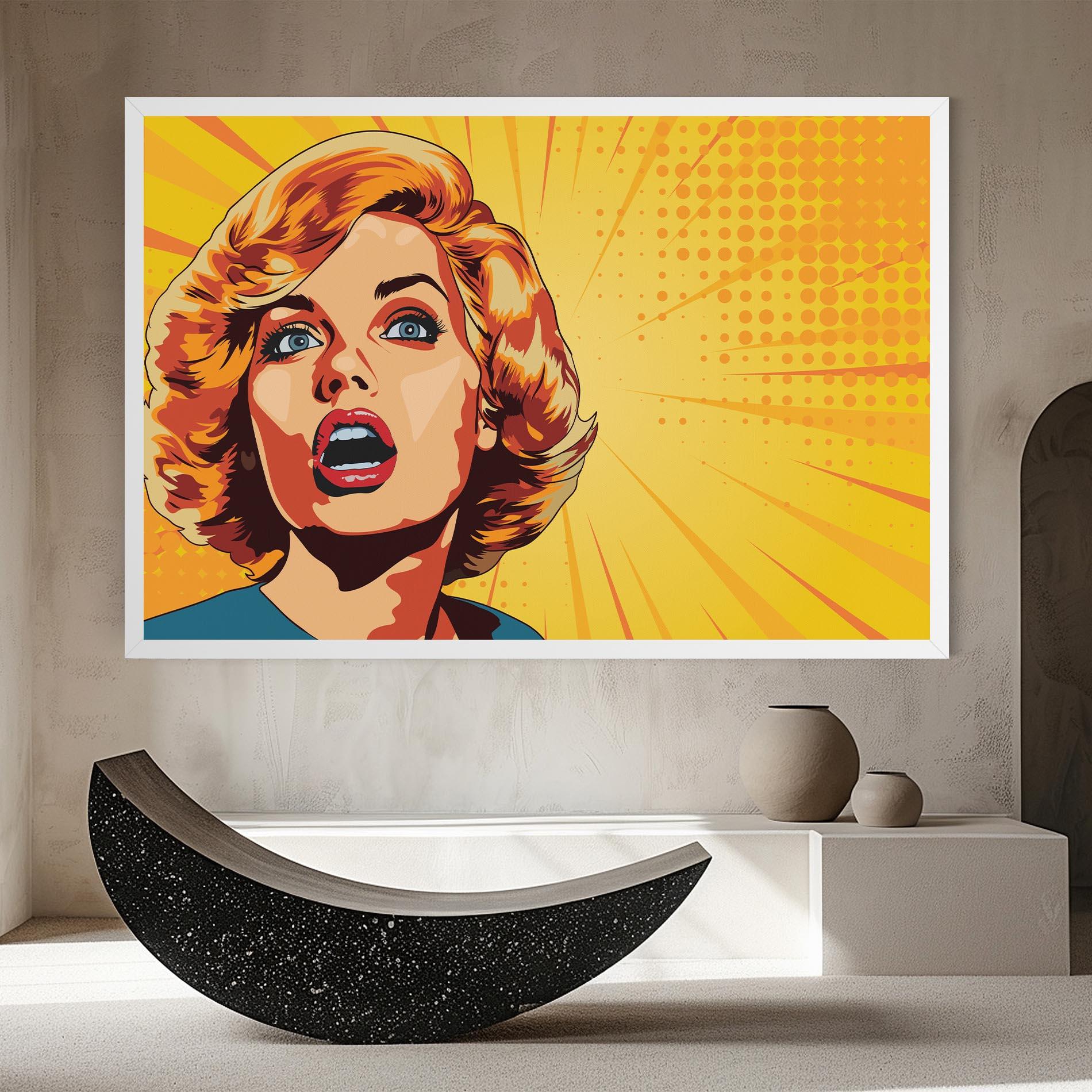 Leinwandbild Surprised Blonde Lady mockup 8