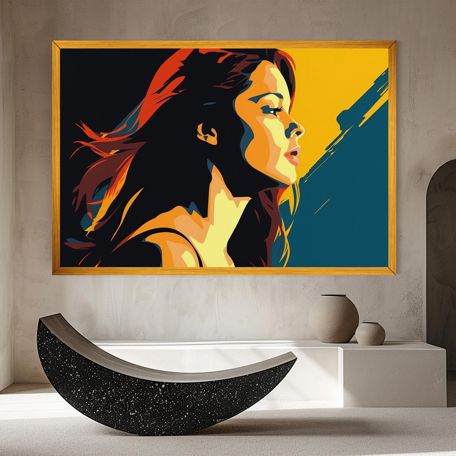 Leinwandbild Blue Yellow Pop Art mockup 8