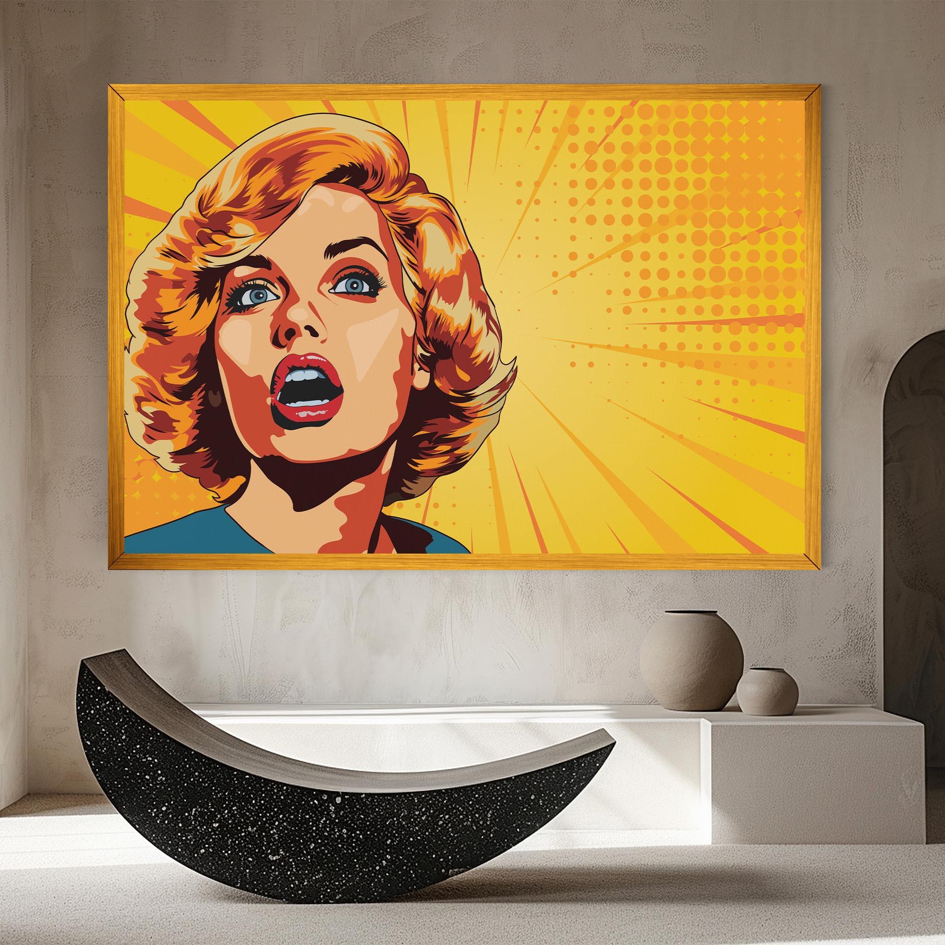 Leinwandbild Surprised Blonde Lady mockup 8
