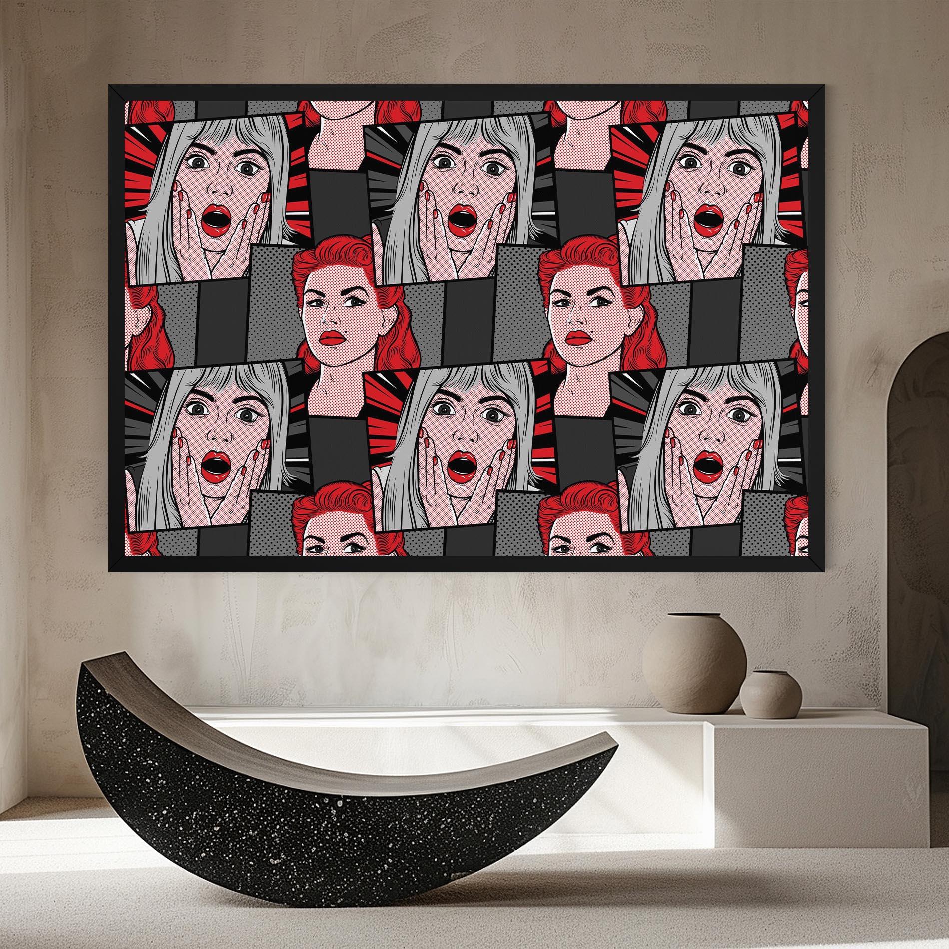 Leinwandbild Grey Red Pop Art mockup 8