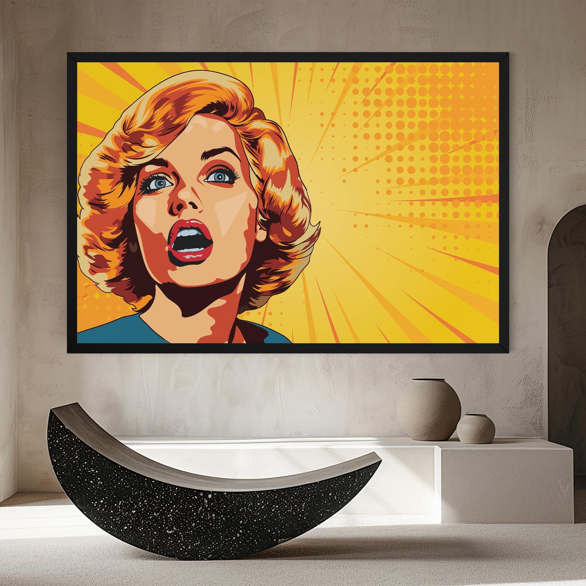 Leinwandbild Surprised Blonde Lady mockup 8