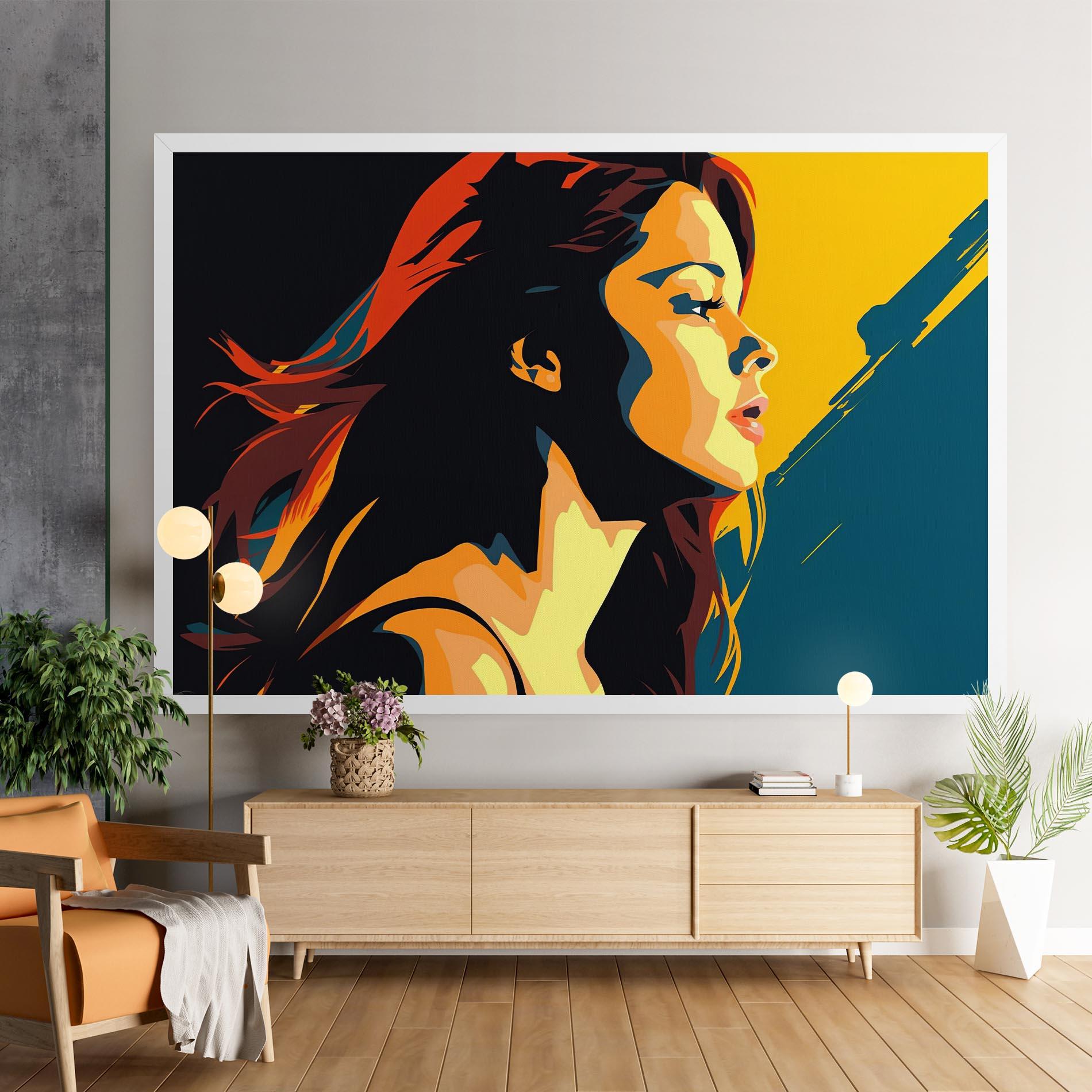 Leinwandbild Blue Yellow Pop Art mockup 9