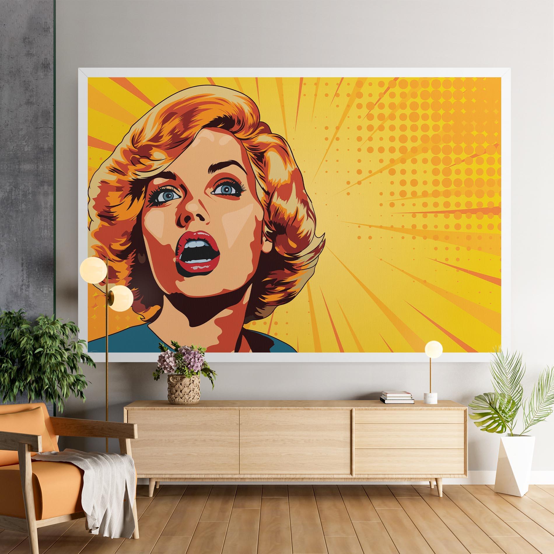 Leinwandbild Surprised Blonde Lady mockup 9
