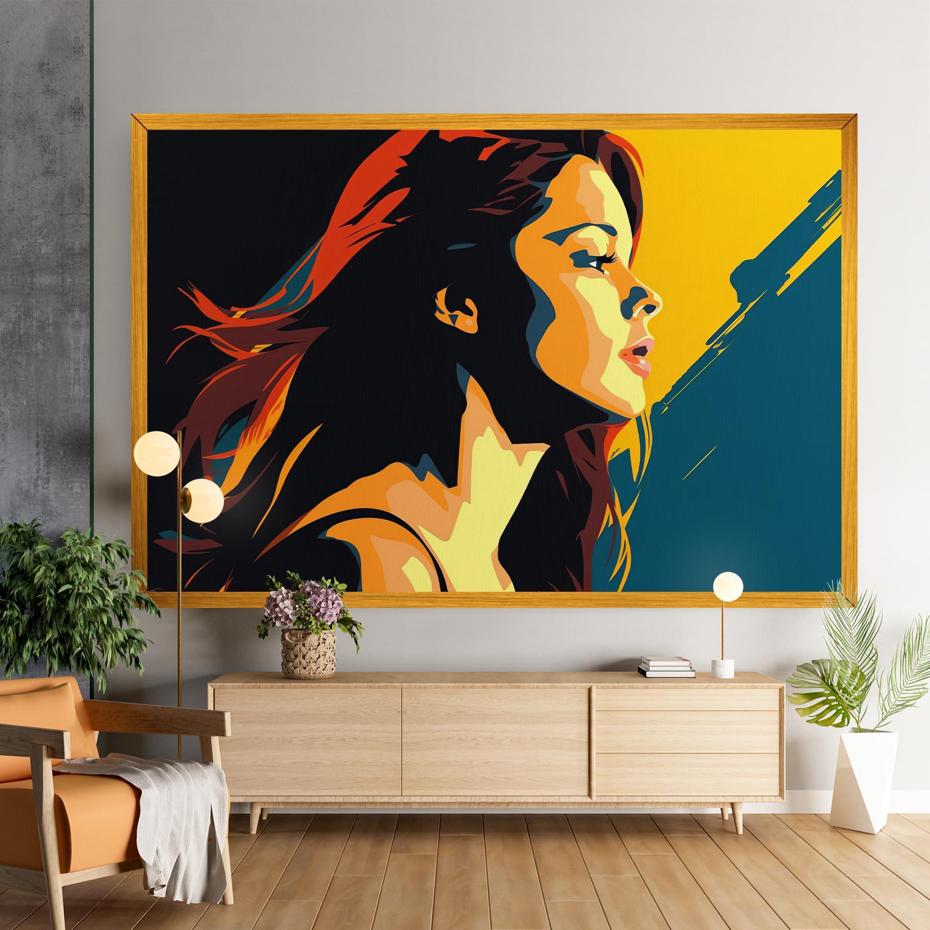 Leinwandbild Blue Yellow Pop Art mockup 9