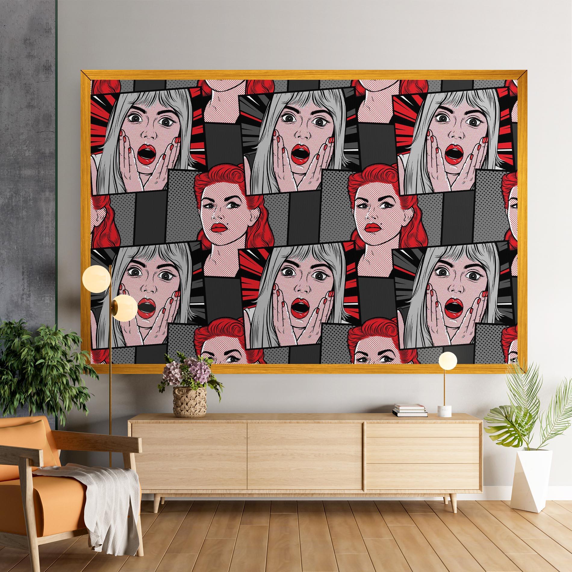 Leinwandbild Grey Red Pop Art mockup 9