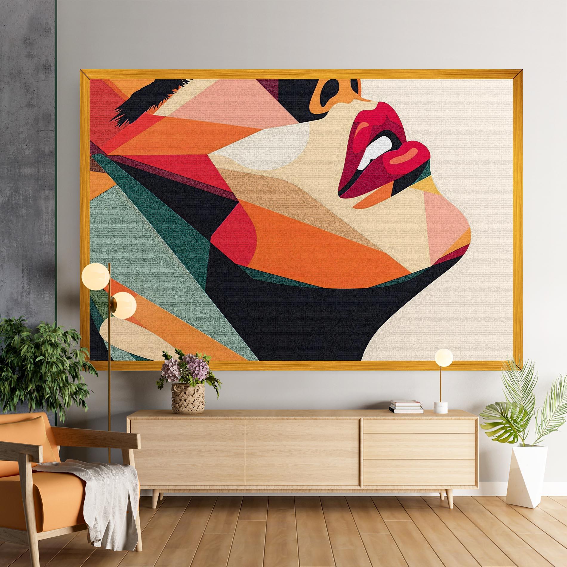 Leinwandbild Pop Art Lips mockup 9