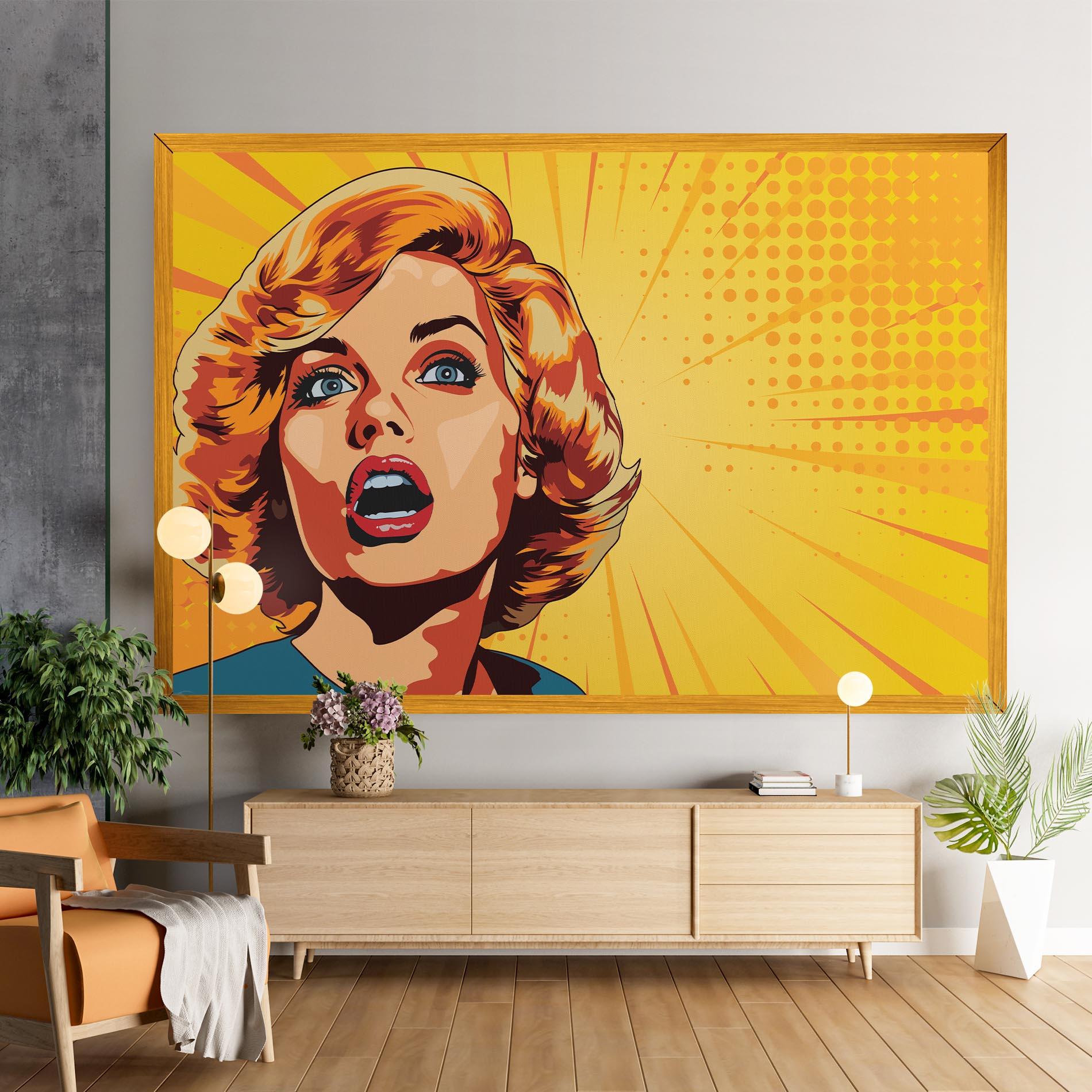 Leinwandbild Surprised Blonde Lady mockup 9