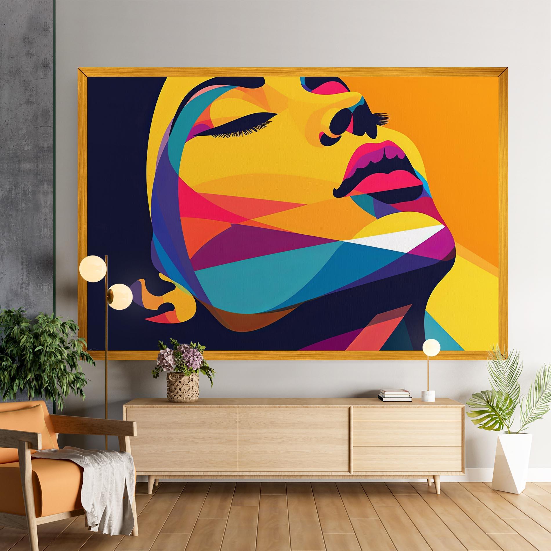 Leinwandbild Yellow Pop Face mockup 9