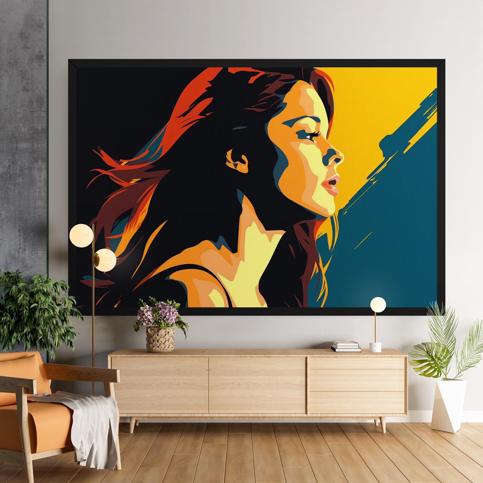 Leinwandbild Blue Yellow Pop Art mockup 9
