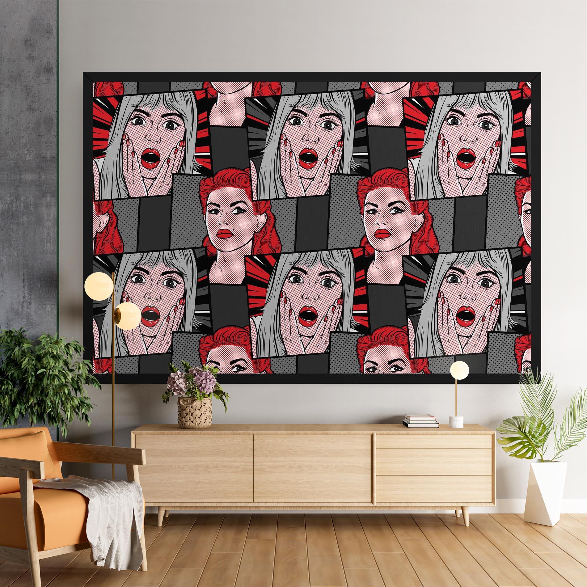 Leinwandbild Grey Red Pop Art mockup 9