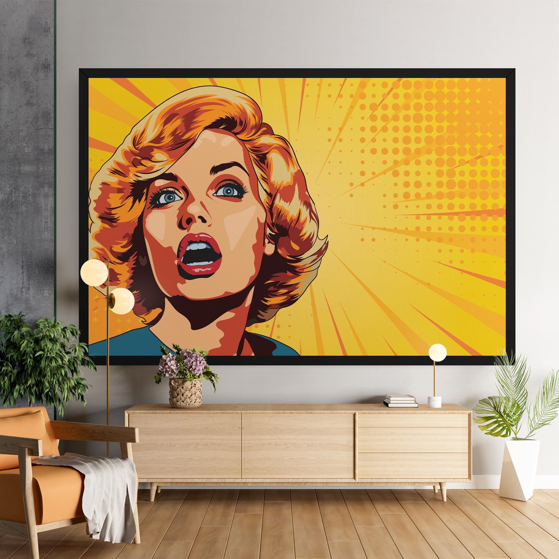 Leinwandbild Surprised Blonde Lady mockup 9