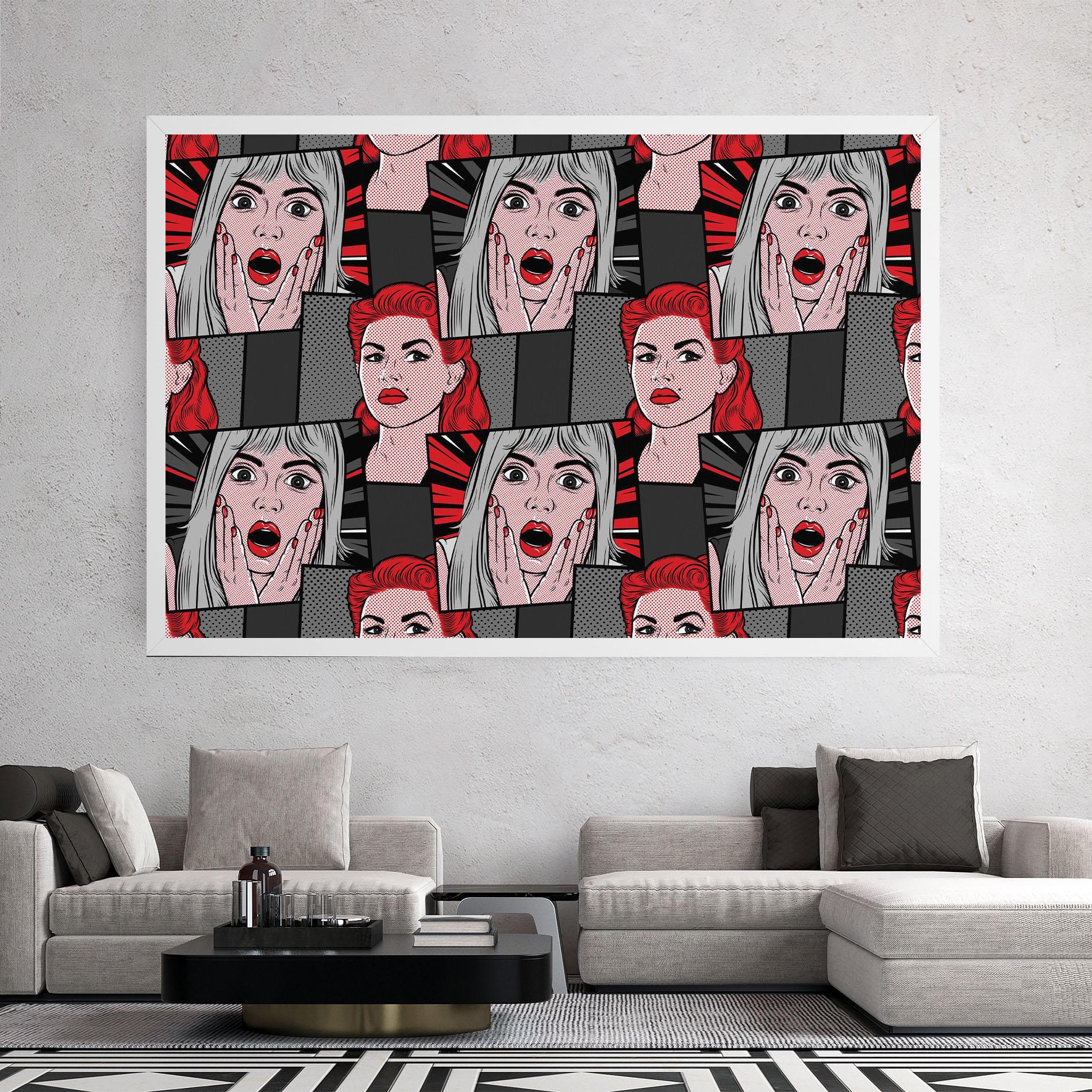 Leinwandbild Grey Red Pop Art mockup 2