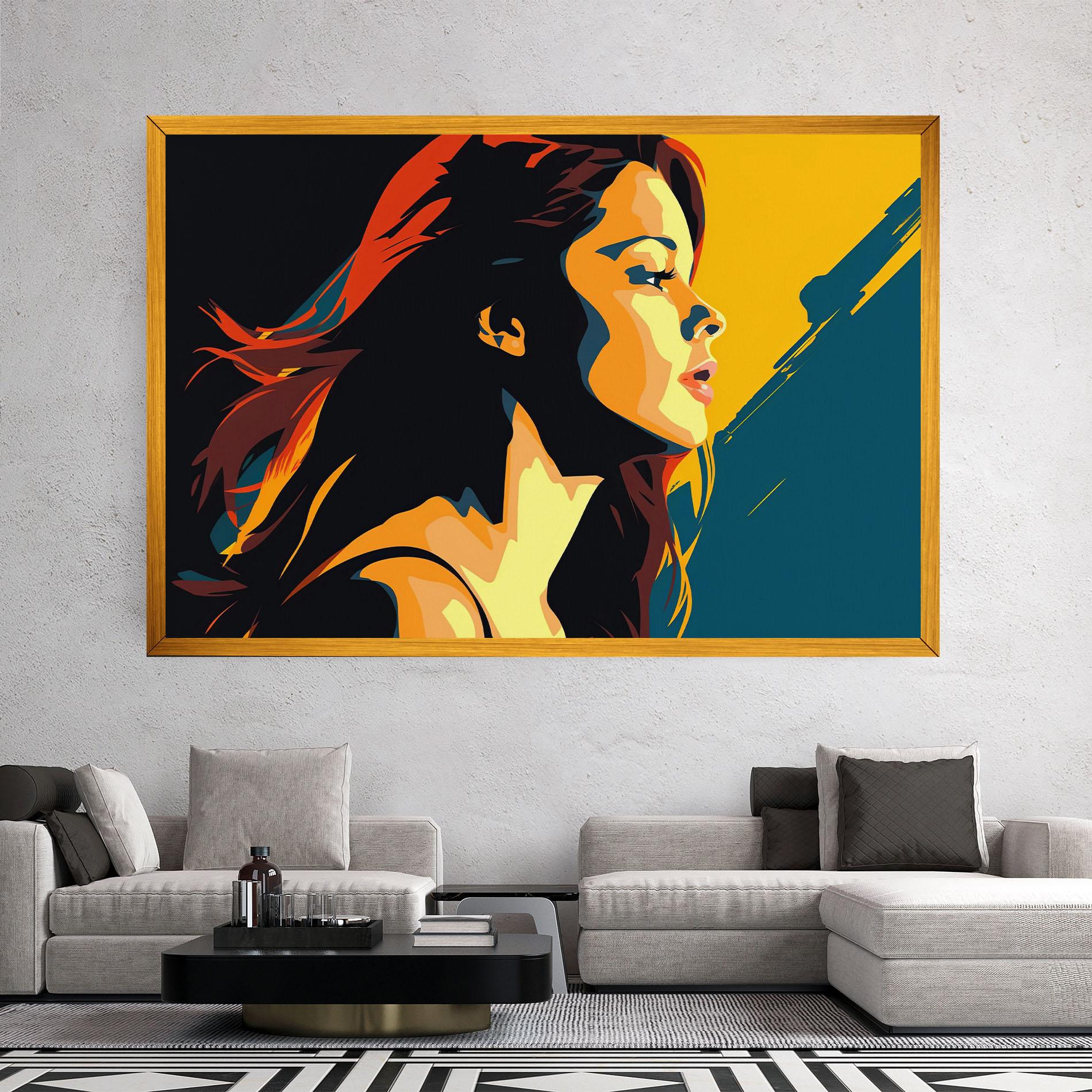 Leinwandbild Blue Yellow Pop Art mockup 2