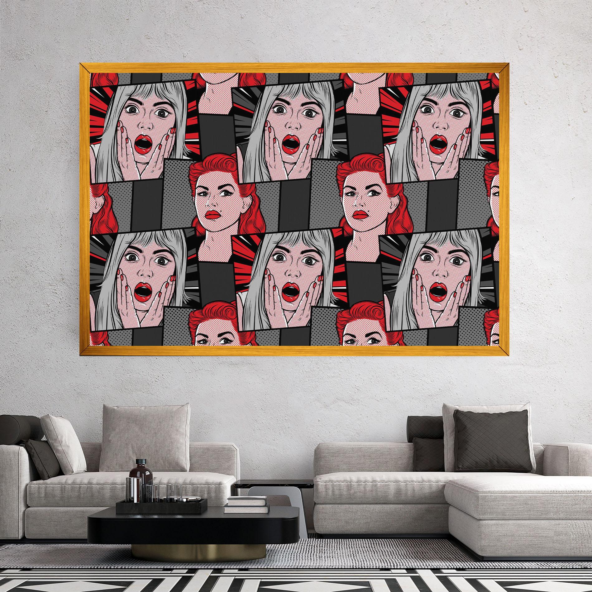 Leinwandbild Grey Red Pop Art mockup 2