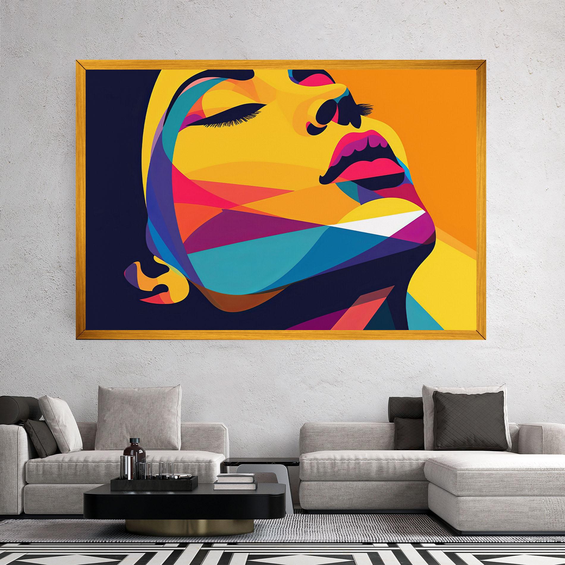 Leinwandbild Yellow Pop Face mockup 2