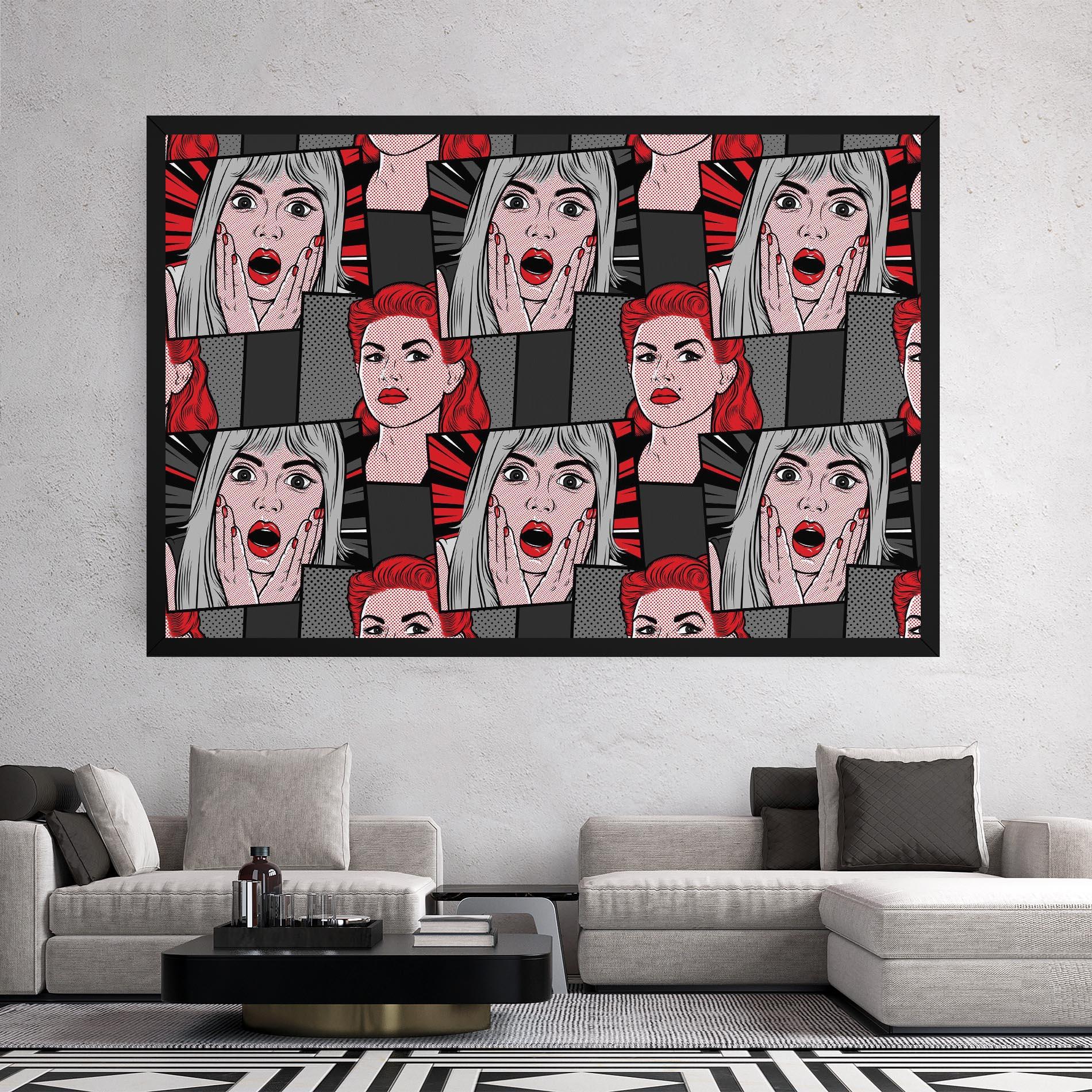 Leinwandbild Grey Red Pop Art mockup 2