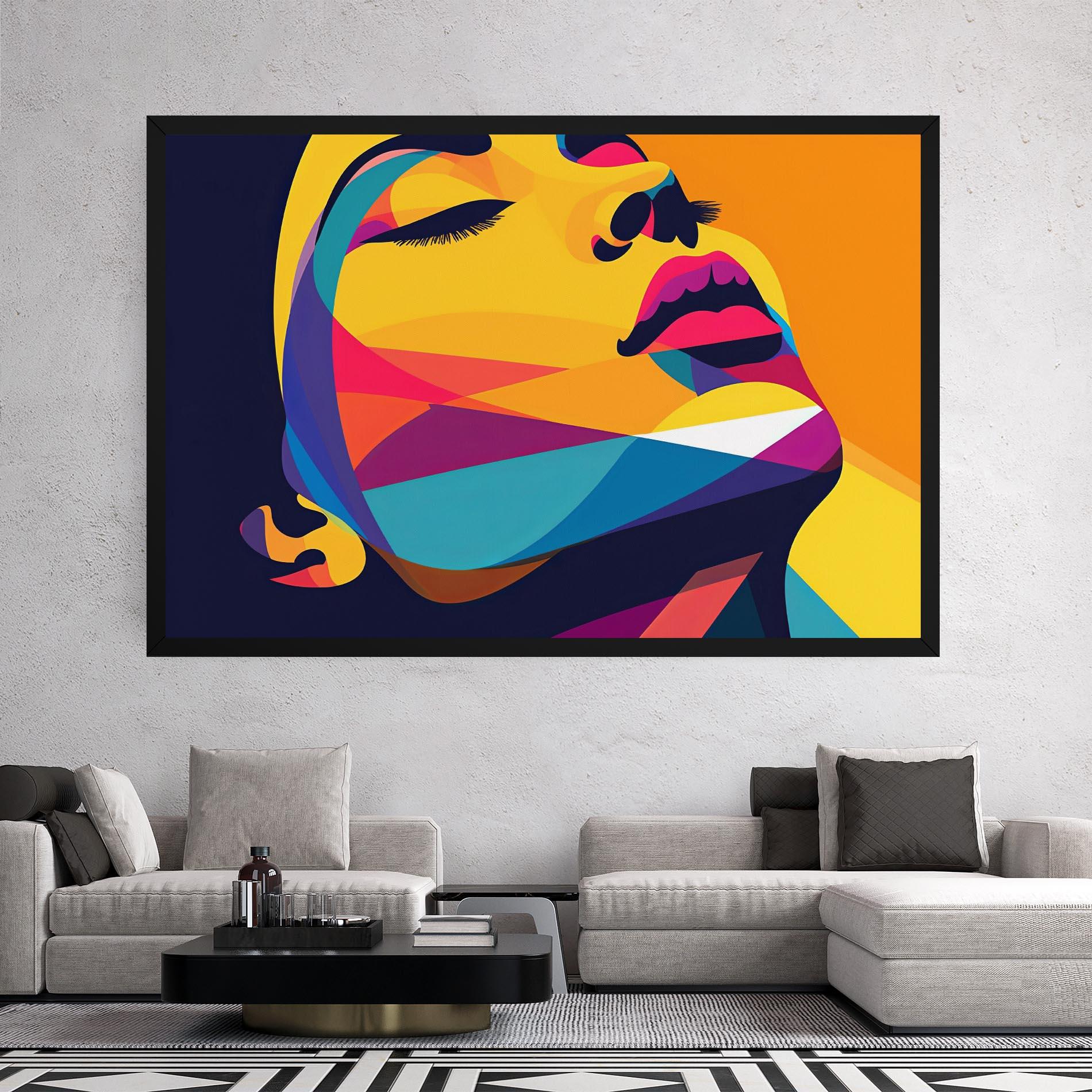 Leinwandbild Yellow Pop Face mockup 2