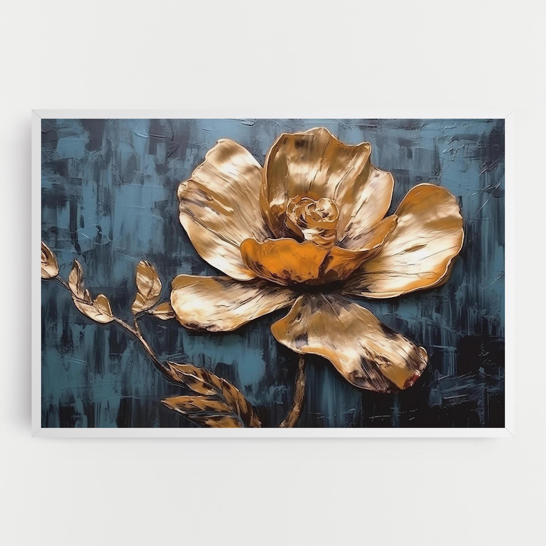 Leinwandbild Golden Rose On Blue mockup 0