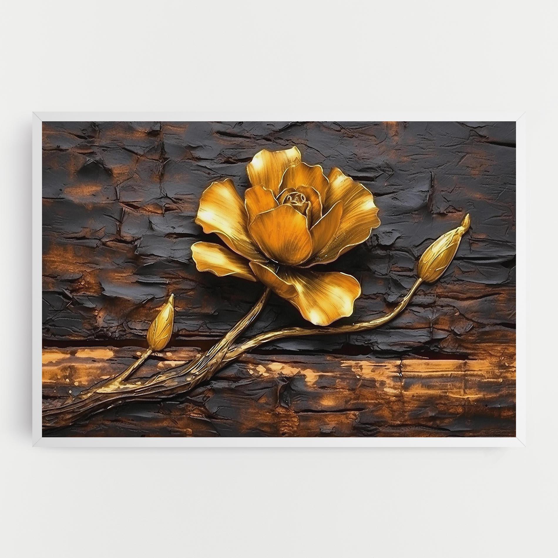Leinwandbild Golden Rose On Wood mockup 0