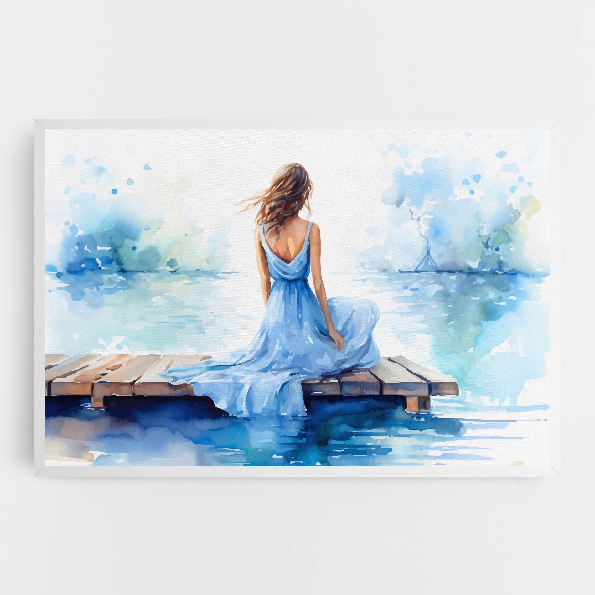 Leinwandbild Lake Blue Woman mockup 0
