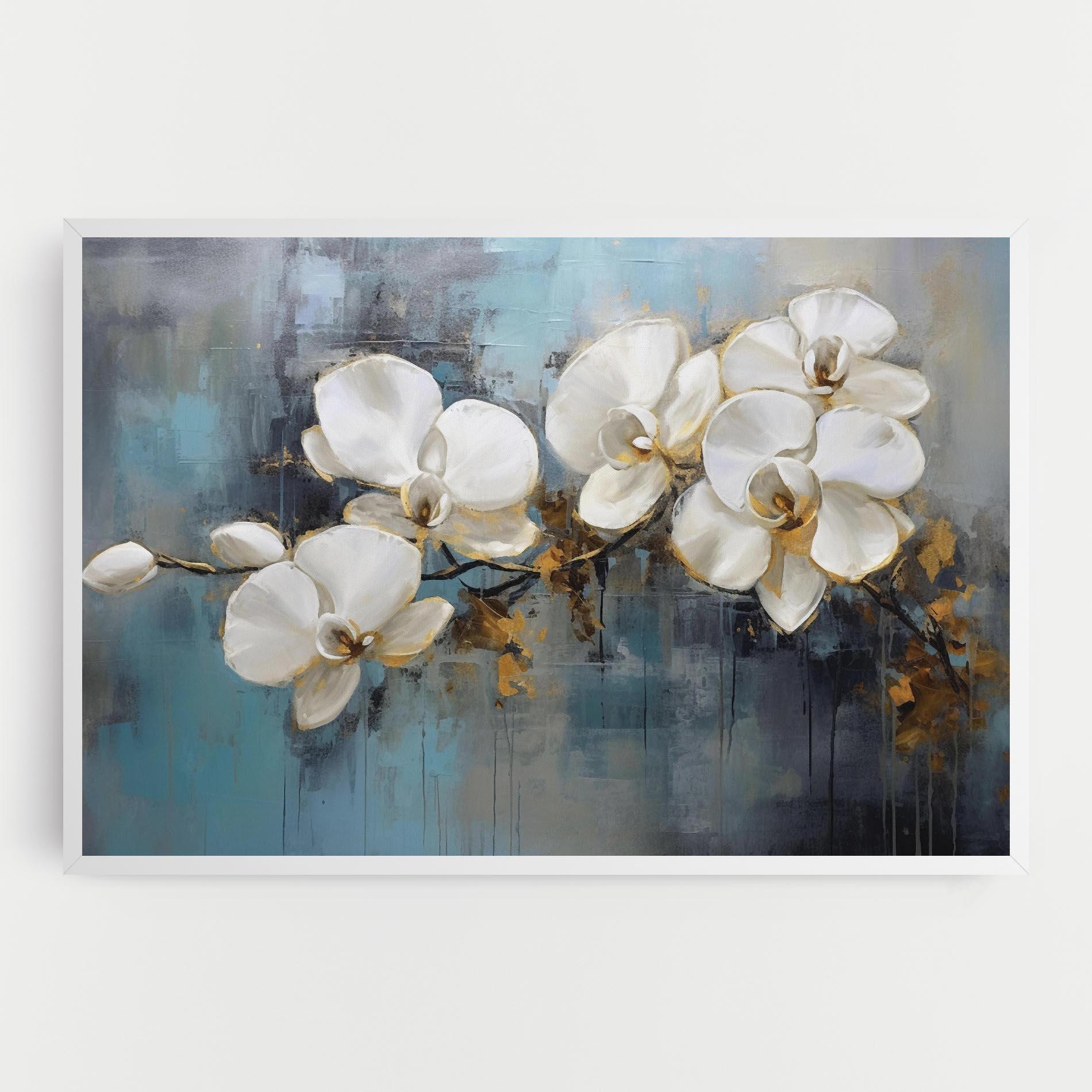 Leinwandbild White Orchids Painting mockup 0