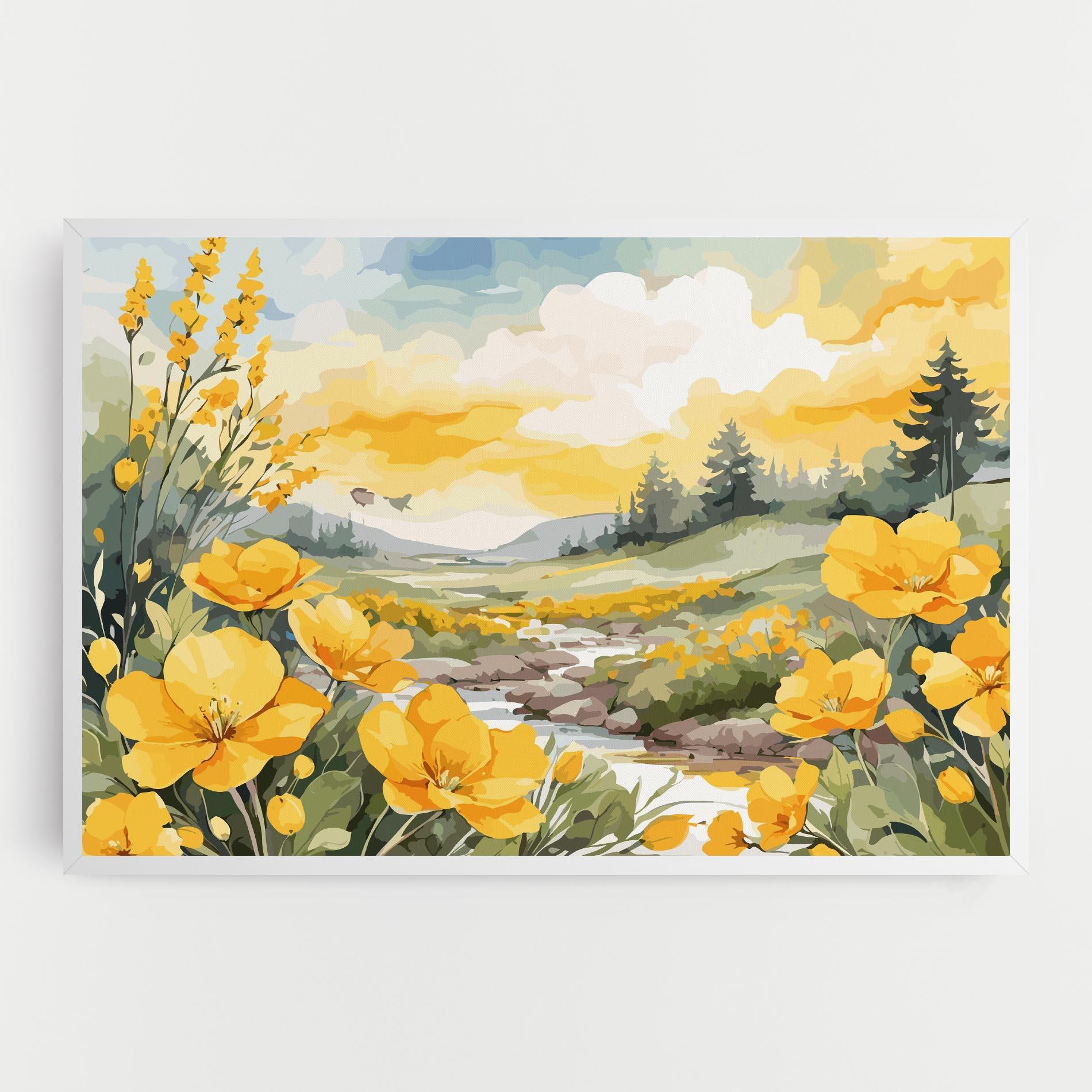 Leinwandbild Yellow View Flower mockup 0