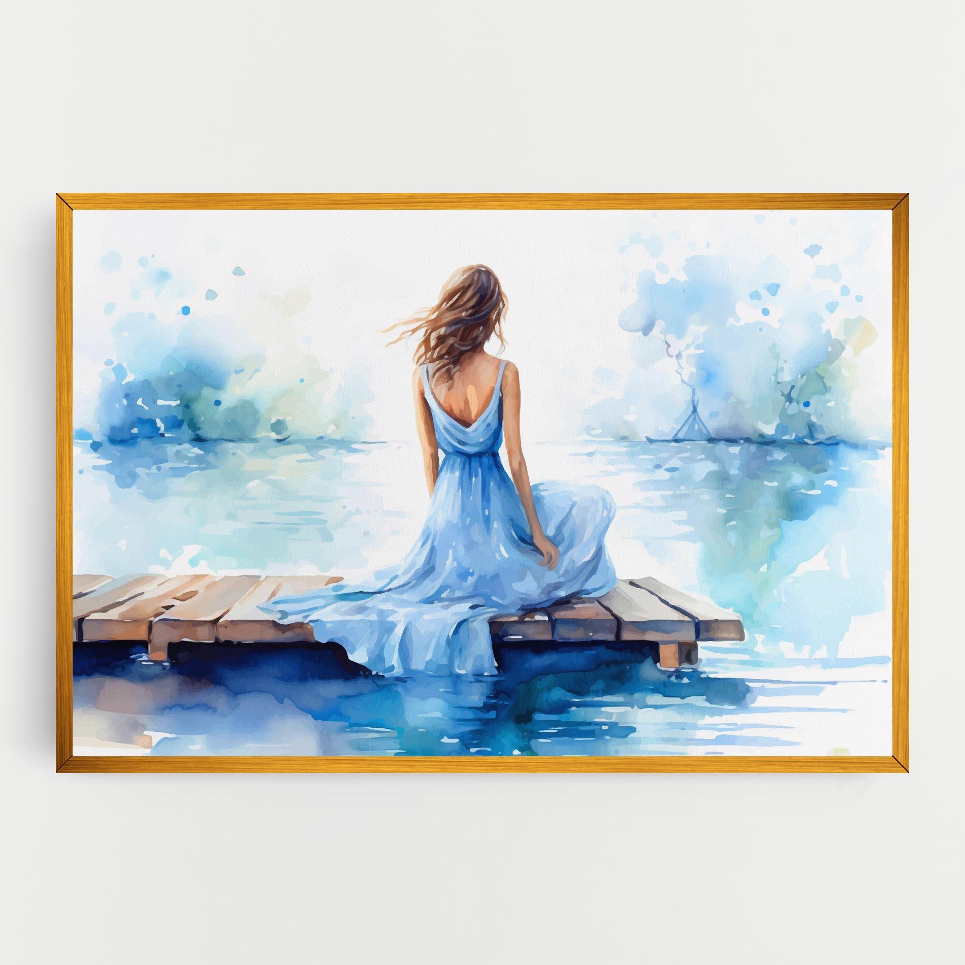 Leinwandbild Lake Blue Woman mockup 0