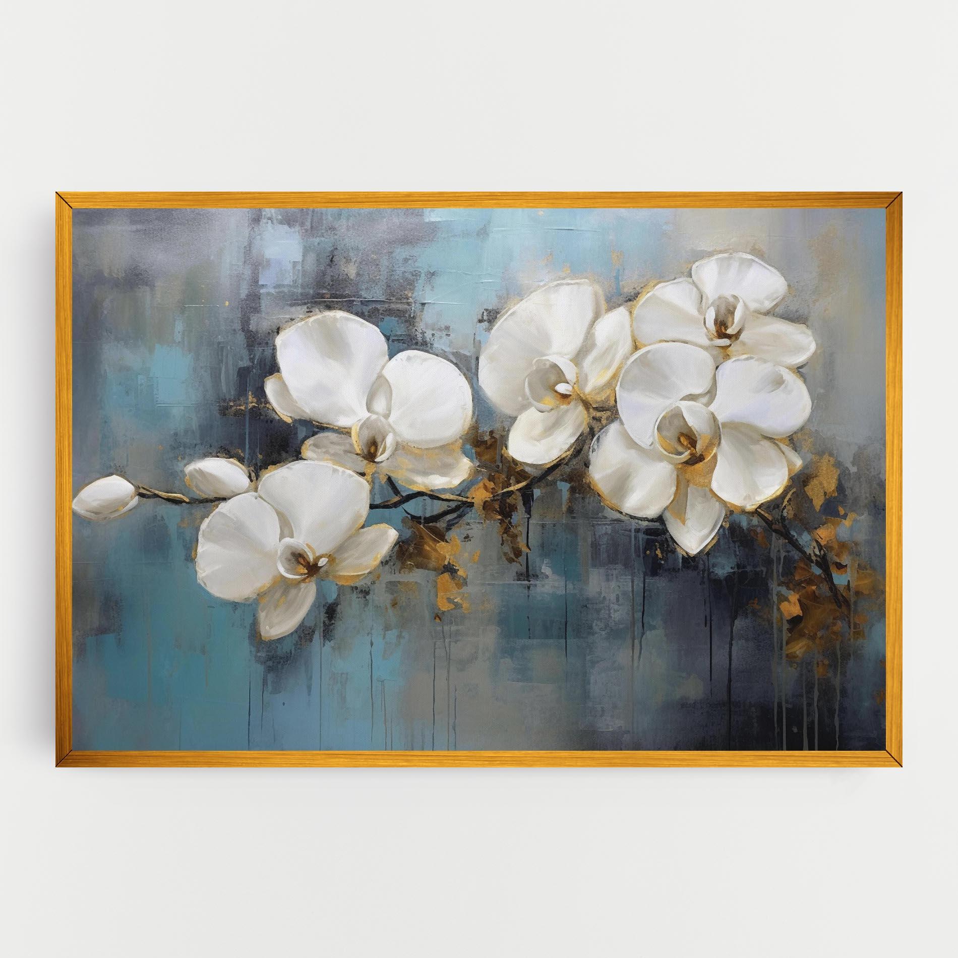 Leinwandbild White Orchids Painting mockup 0