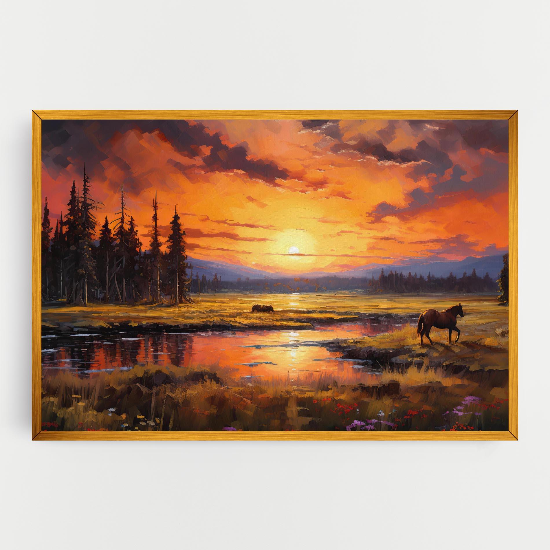 Leinwandbild Wild Horses Painting mockup 0