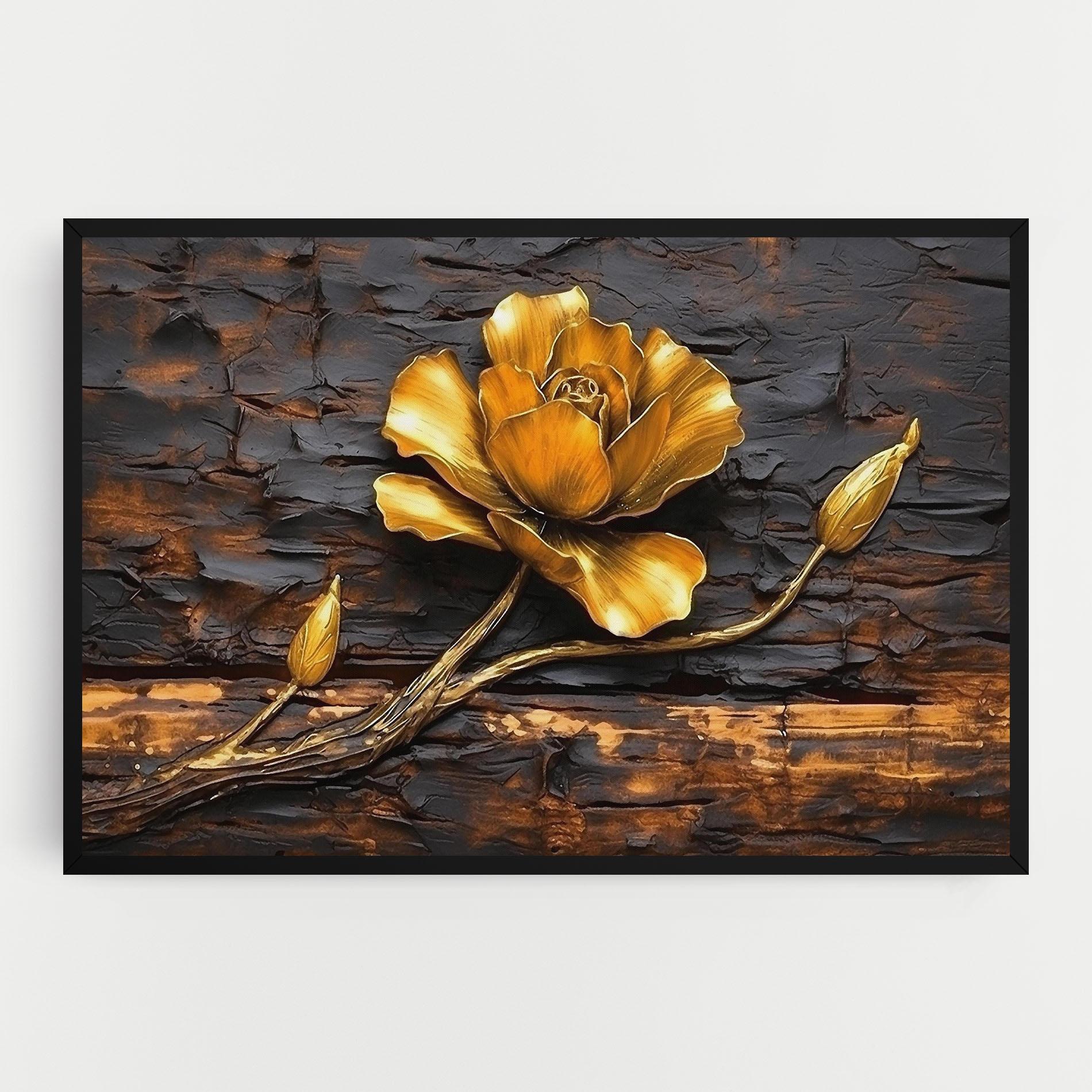 Leinwandbild Golden Rose On Wood mockup 0