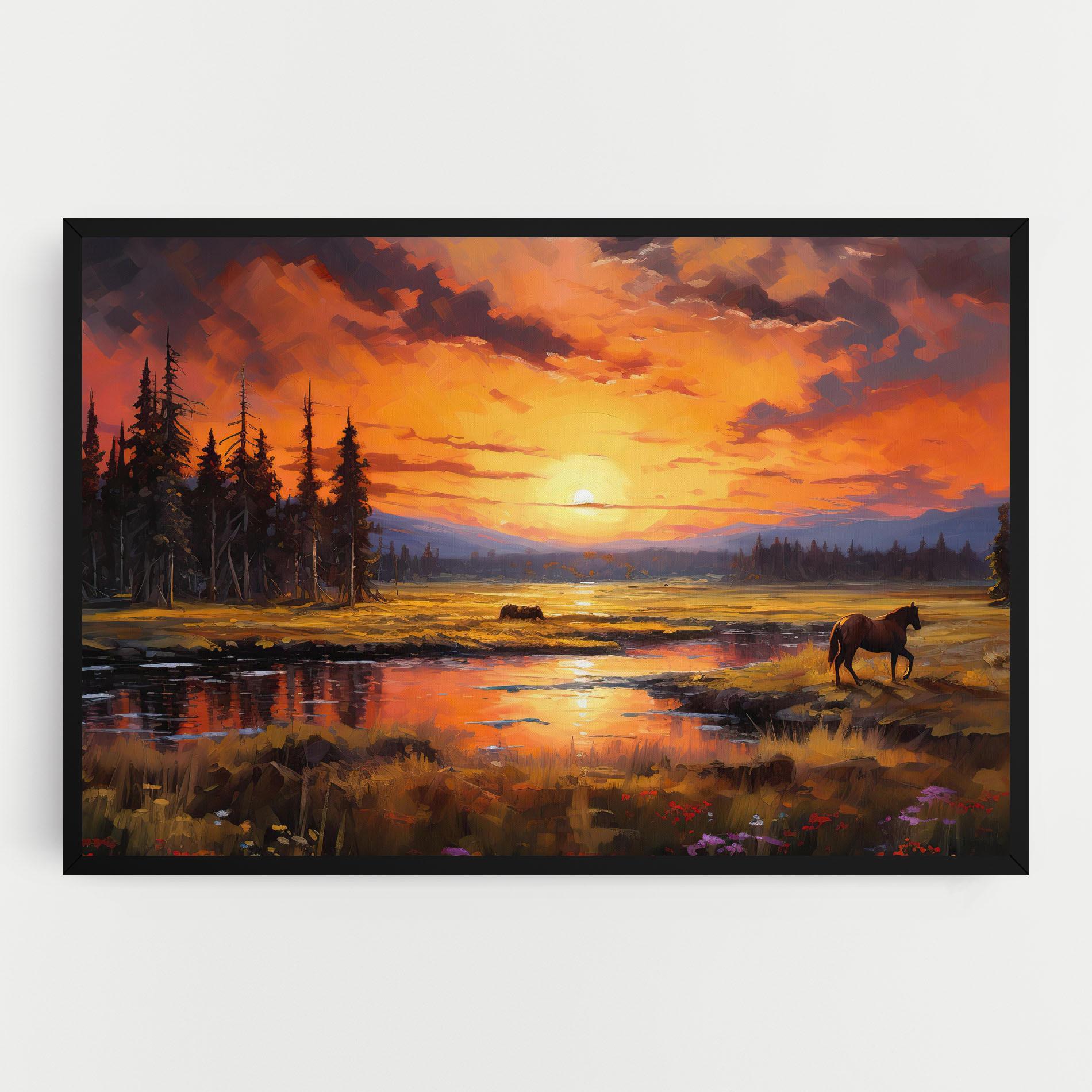 Leinwandbild Wild Horses Painting mockup 0