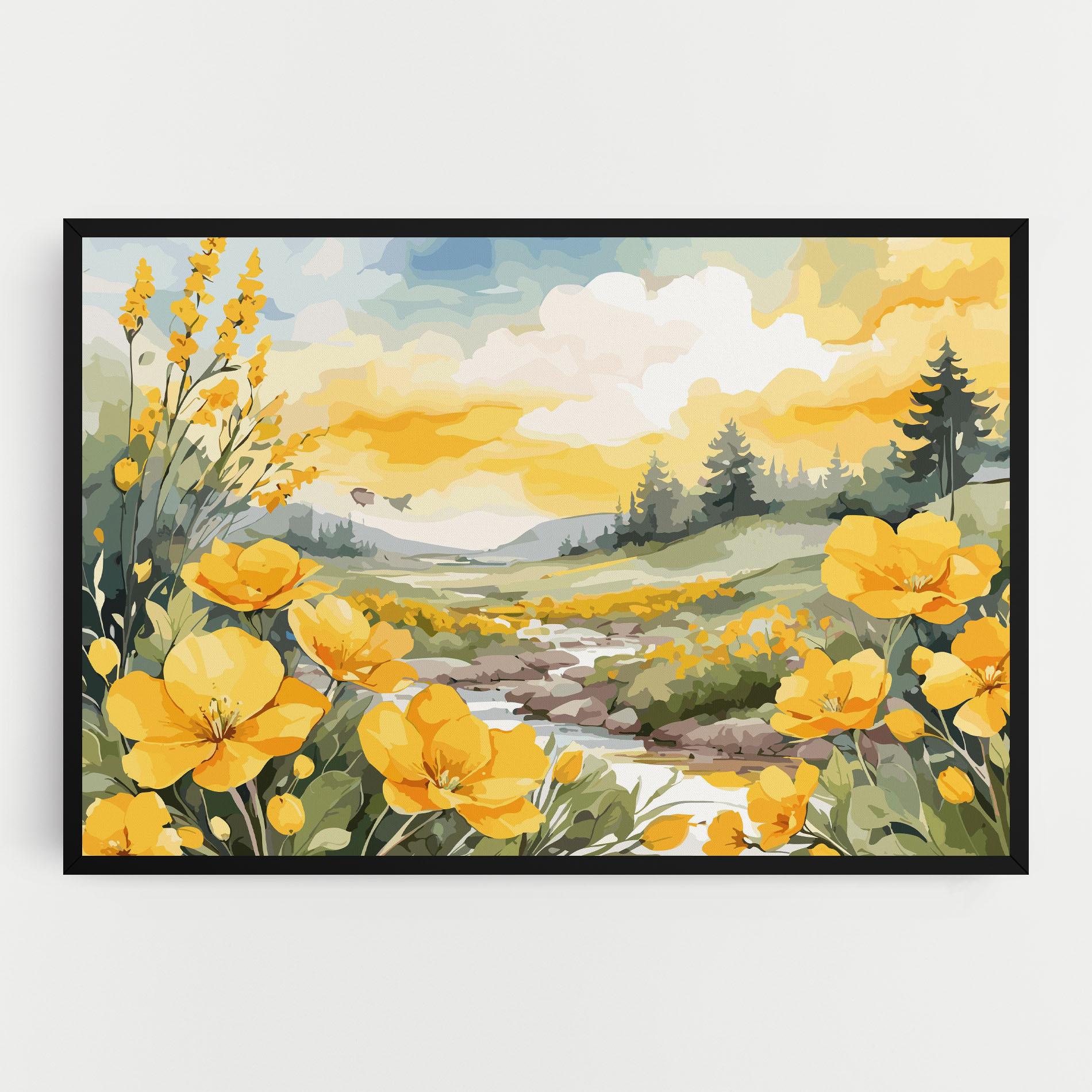 Leinwandbild Yellow View Flower mockup 0