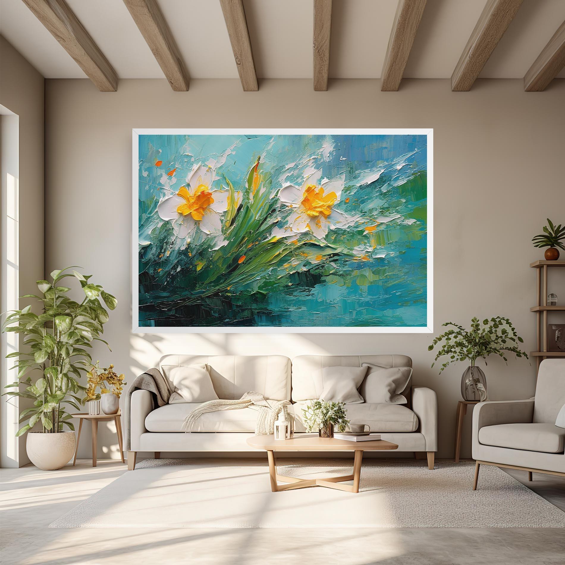 Leinwandbild Abstract Flower Painting mockup 6