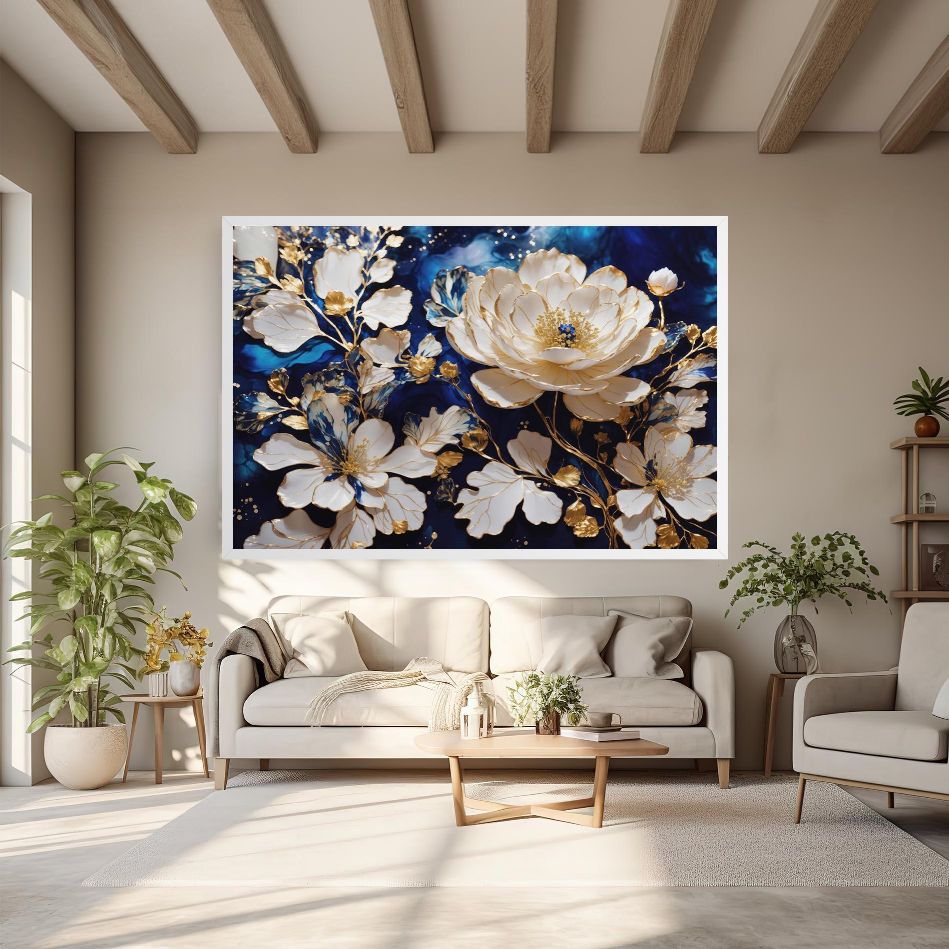 Leinwandbild Beautiful Golden White Rose mockup 6