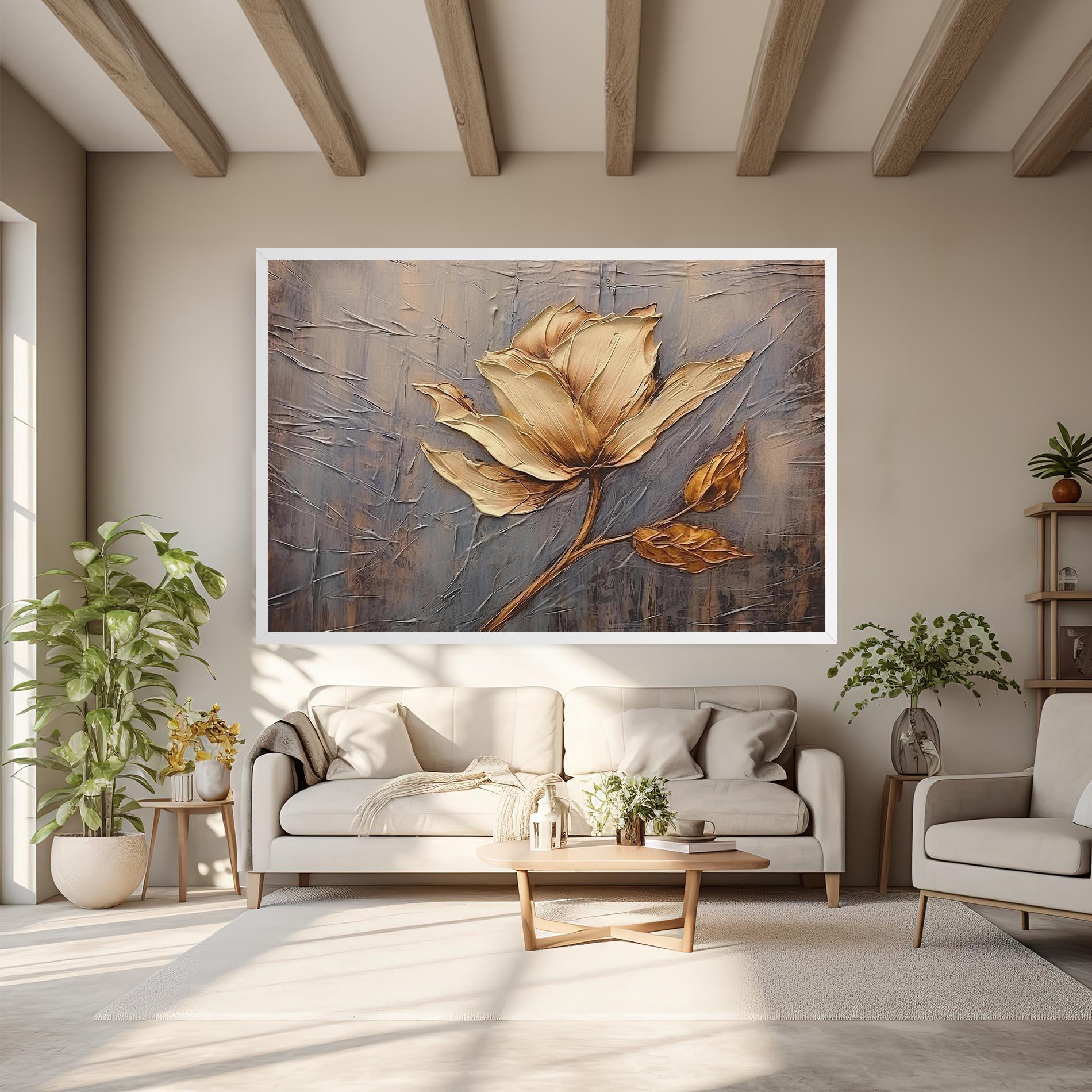 Leinwandbild Cream Rose On Blue mockup 6