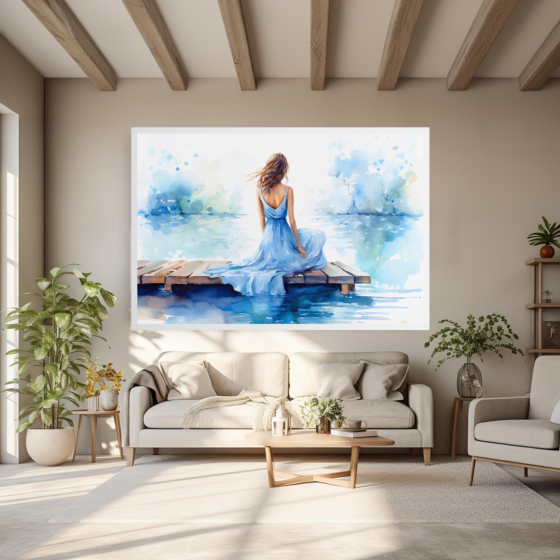 Leinwandbild Lake Blue Woman mockup 6
