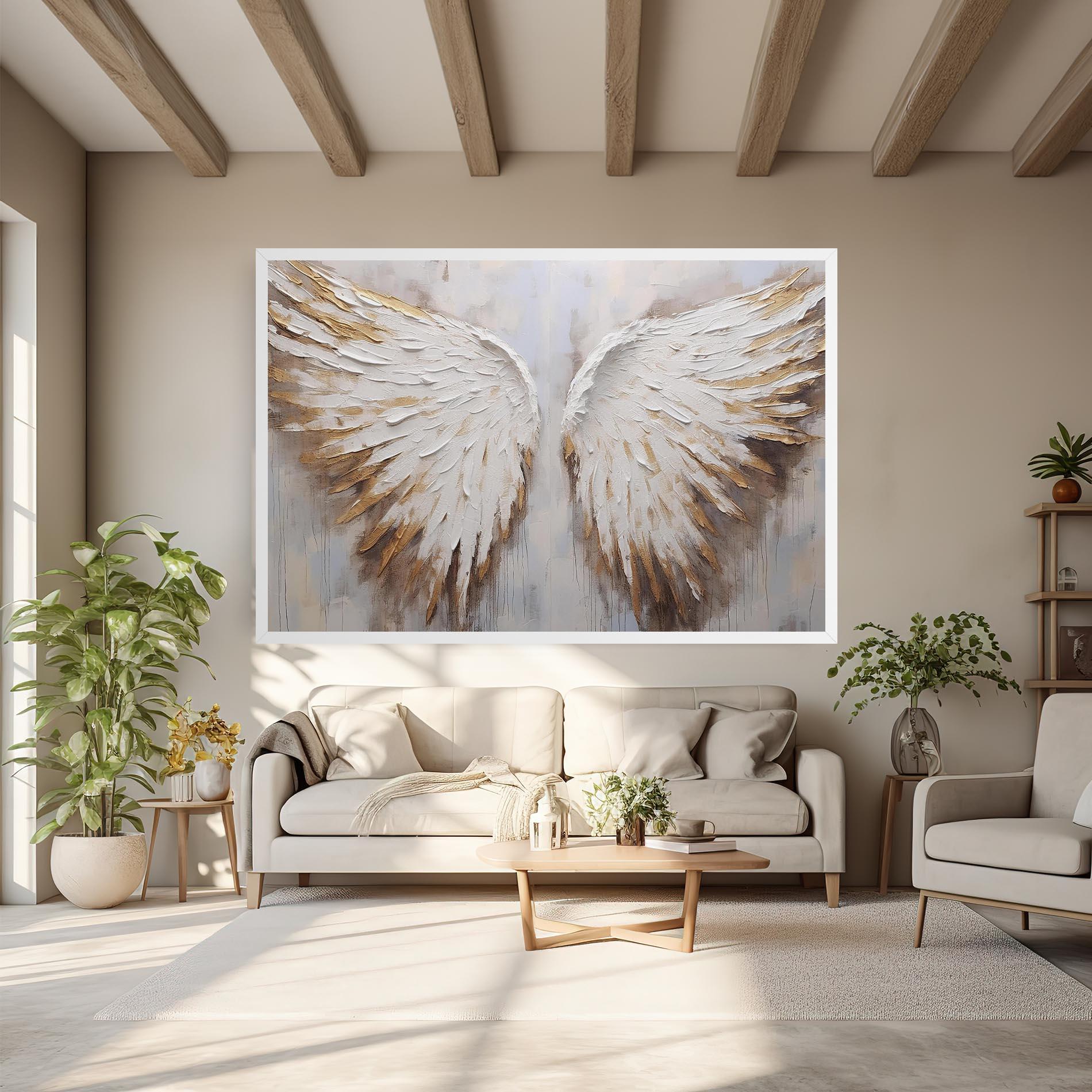 Leinwandbild White Angel Wings mockup 6