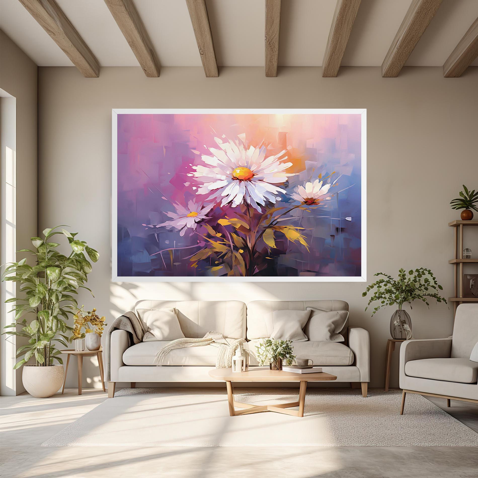 Leinwandbild White Flower On Purple mockup 6