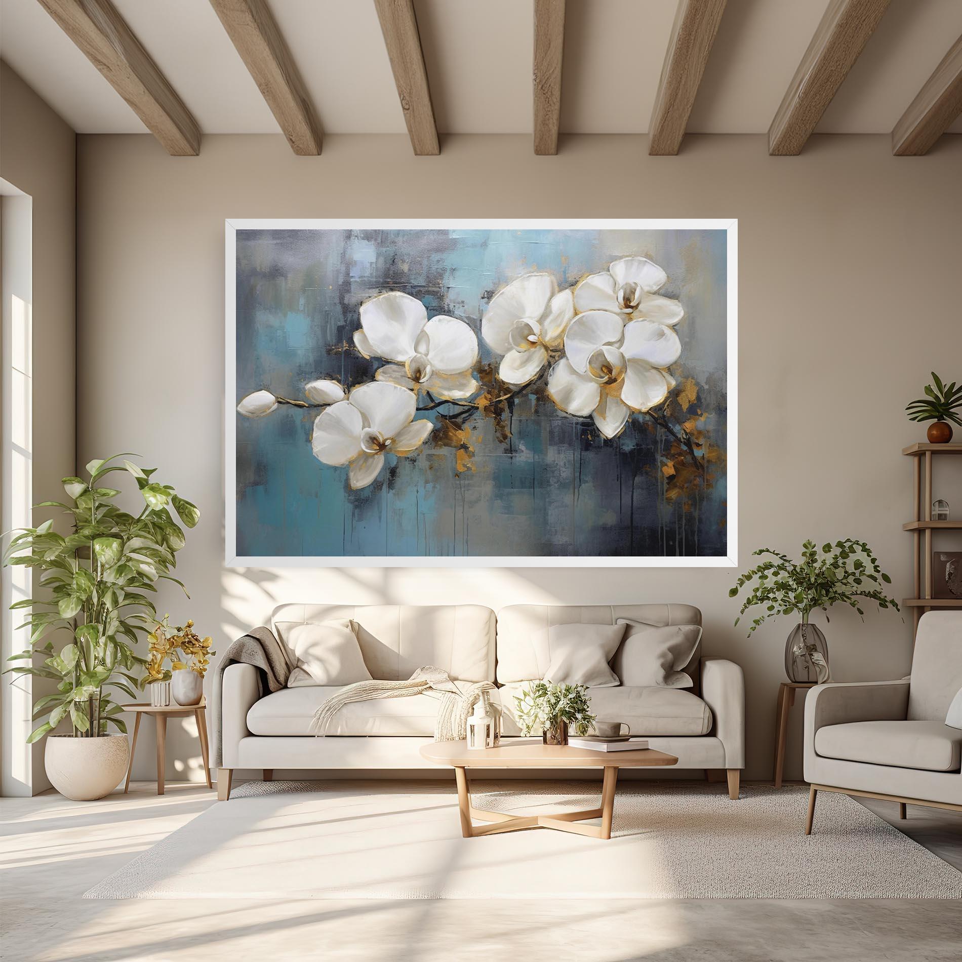 Leinwandbild White Orchids Painting mockup 6
