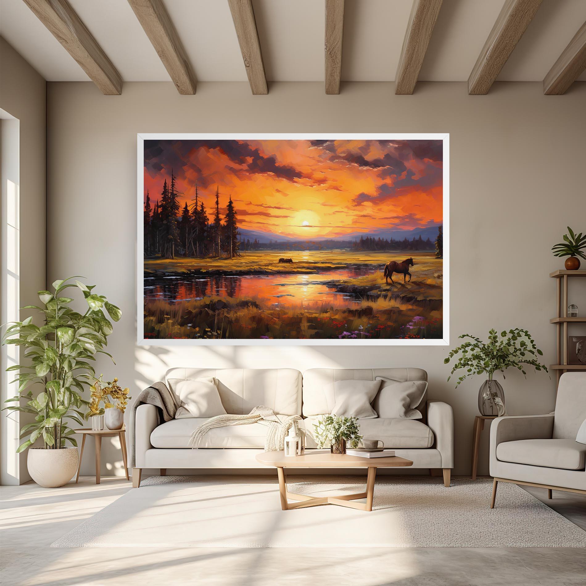 Leinwandbild Wild Horses Painting mockup 6