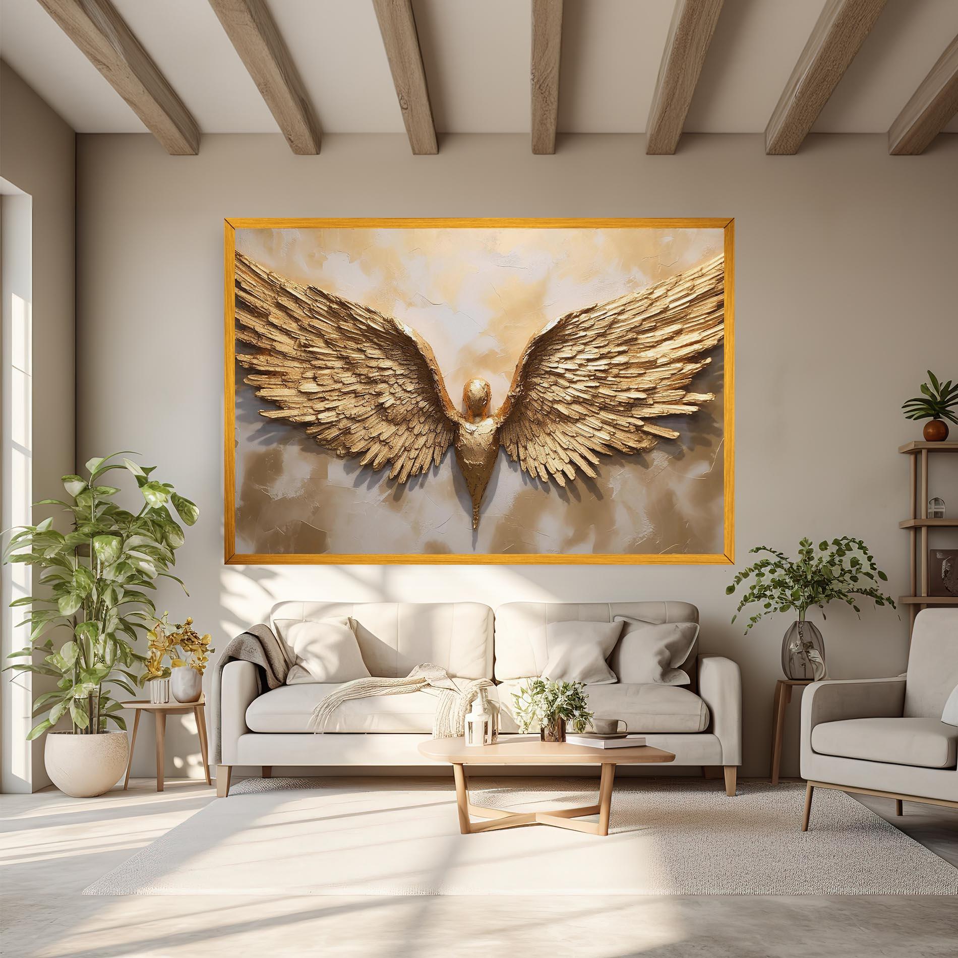 Leinwandbild Beautiful Gold Wings mockup 6