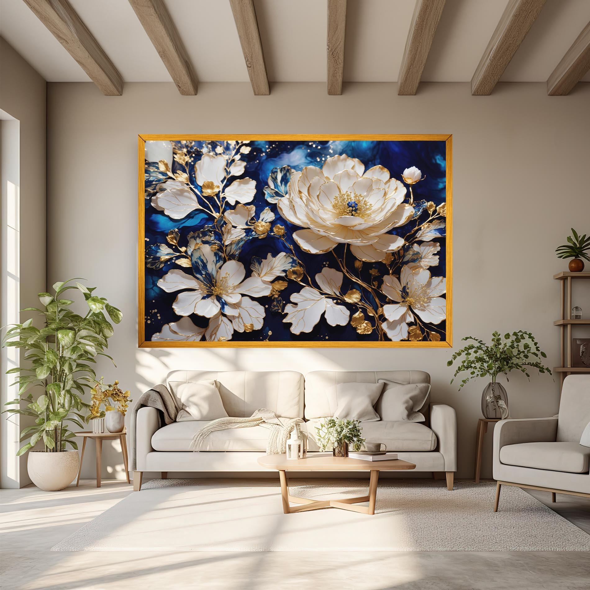 Leinwandbild Beautiful Golden White Rose mockup 6