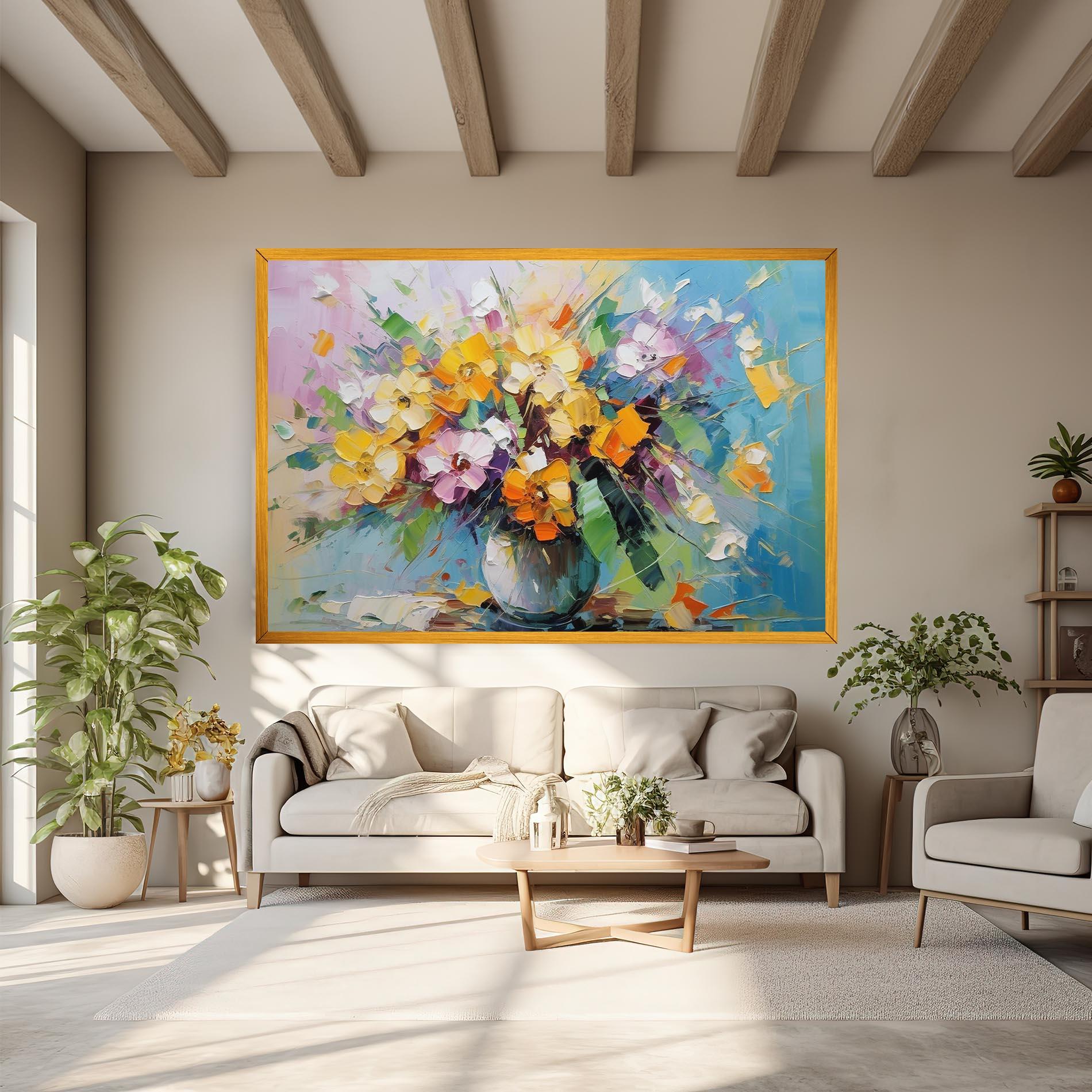 Leinwandbild Colorfull Flowers Painting mockup 6