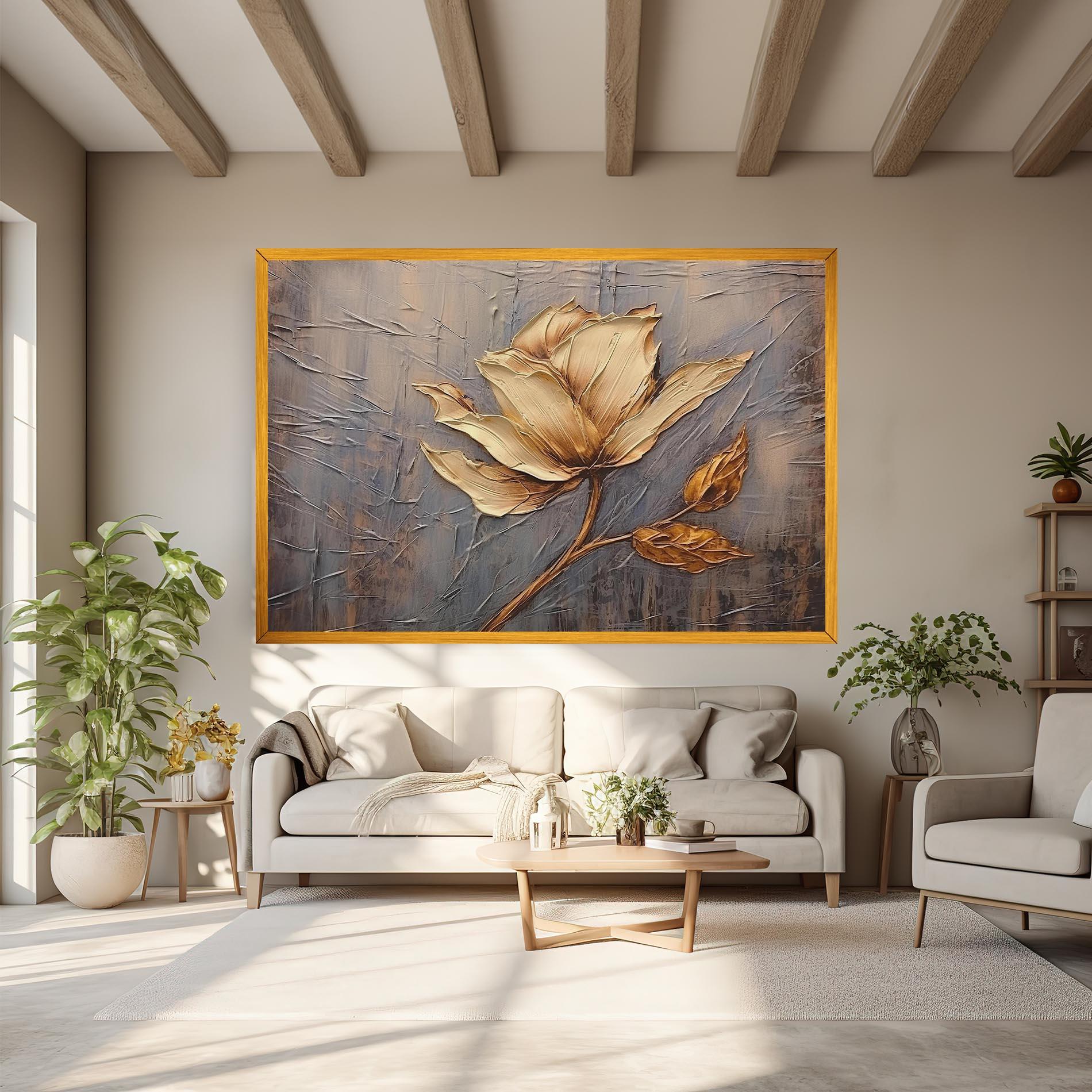 Leinwandbild Cream Rose On Blue mockup 6