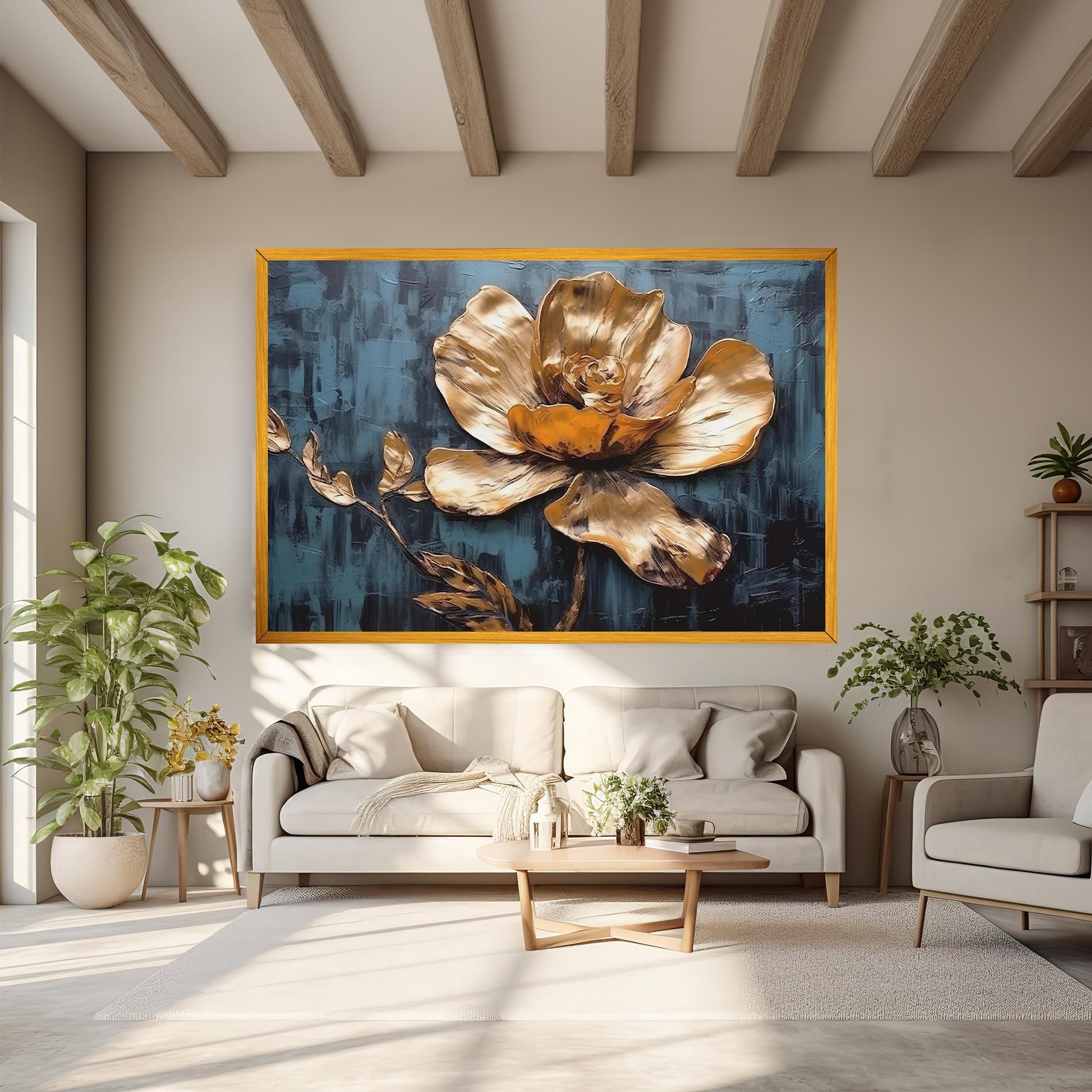 Golden Rose On Blue mockup 6