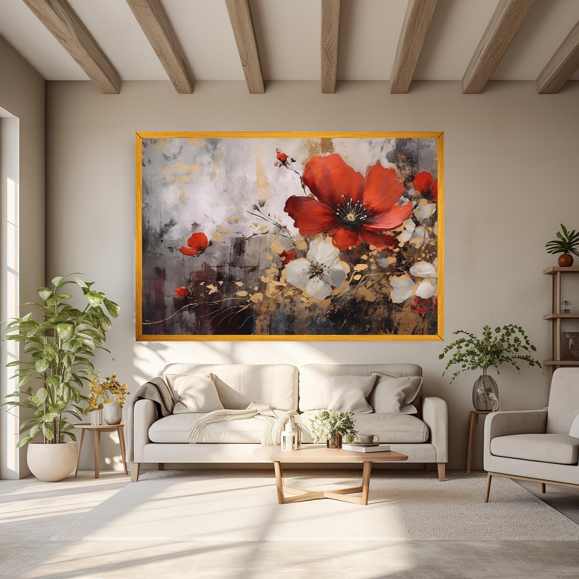 Leinwandbild Red Poppy Painting mockup 6