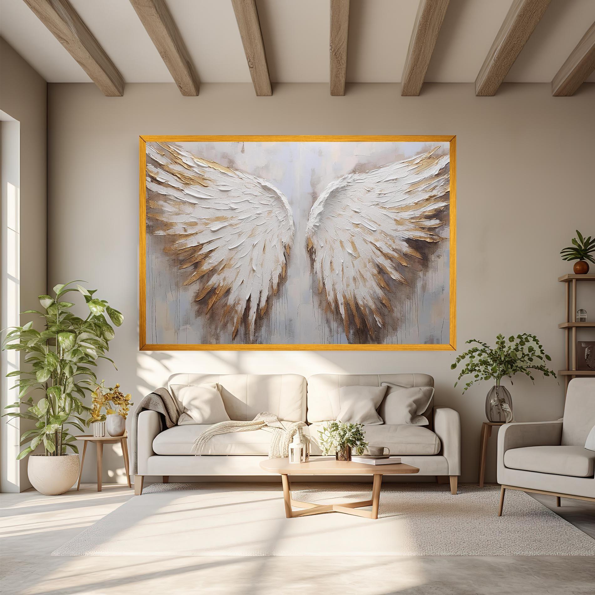 Leinwandbild White Angel Wings mockup 6